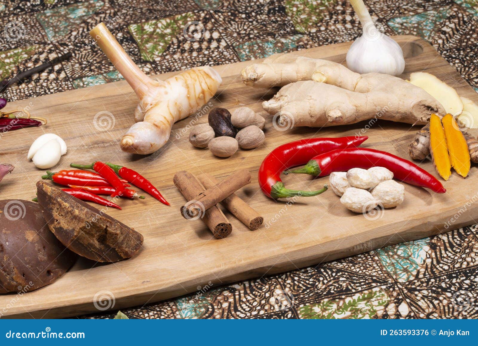 A Collection of Indonesian Ingredients from Asian Cuisine. Stock Photo