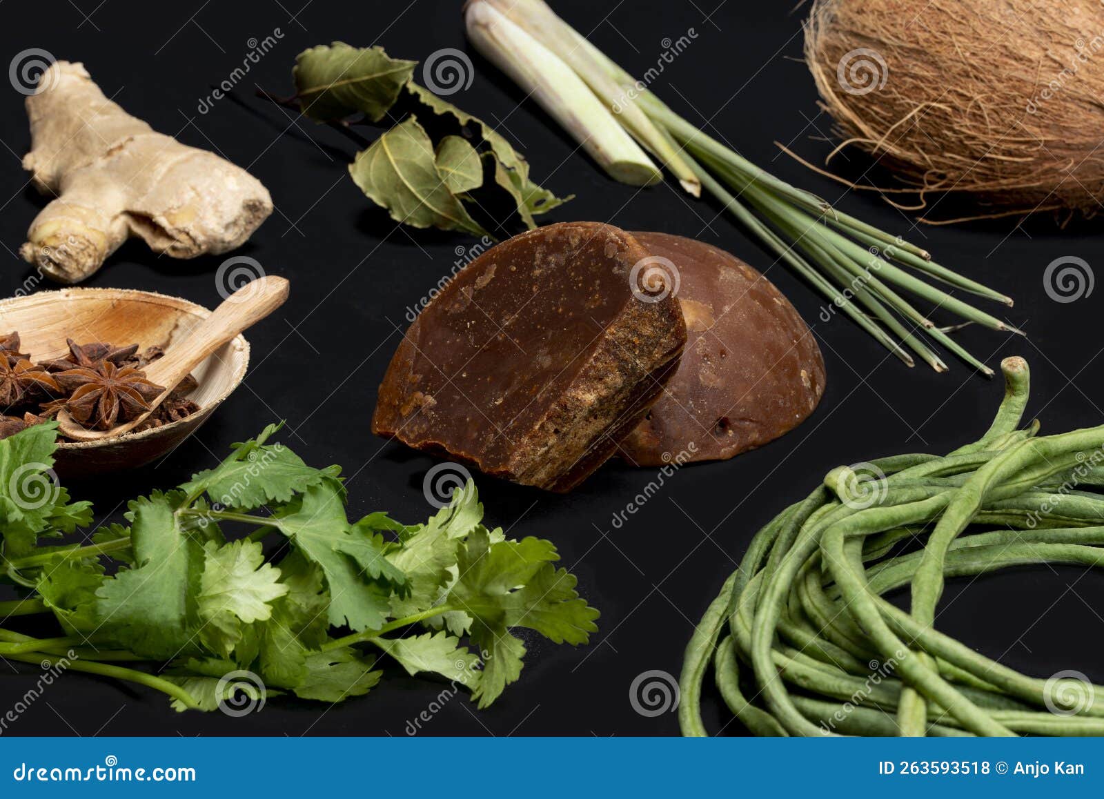 A Collection of Indonesian Ingredients from Asian Cuisine. Stock Photo