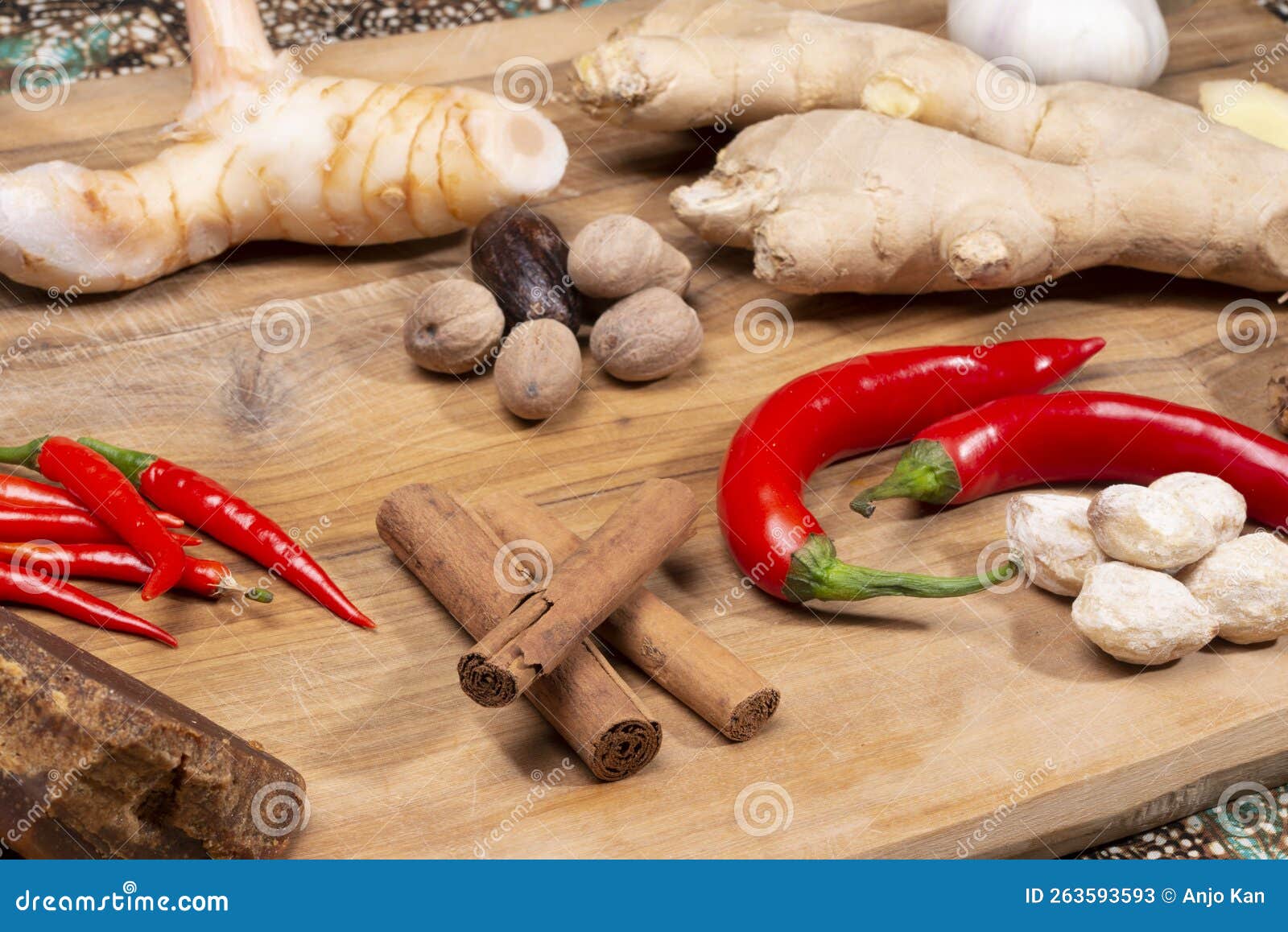 A Collection of Indonesian Ingredients from Asian Cuisine. Stock Image