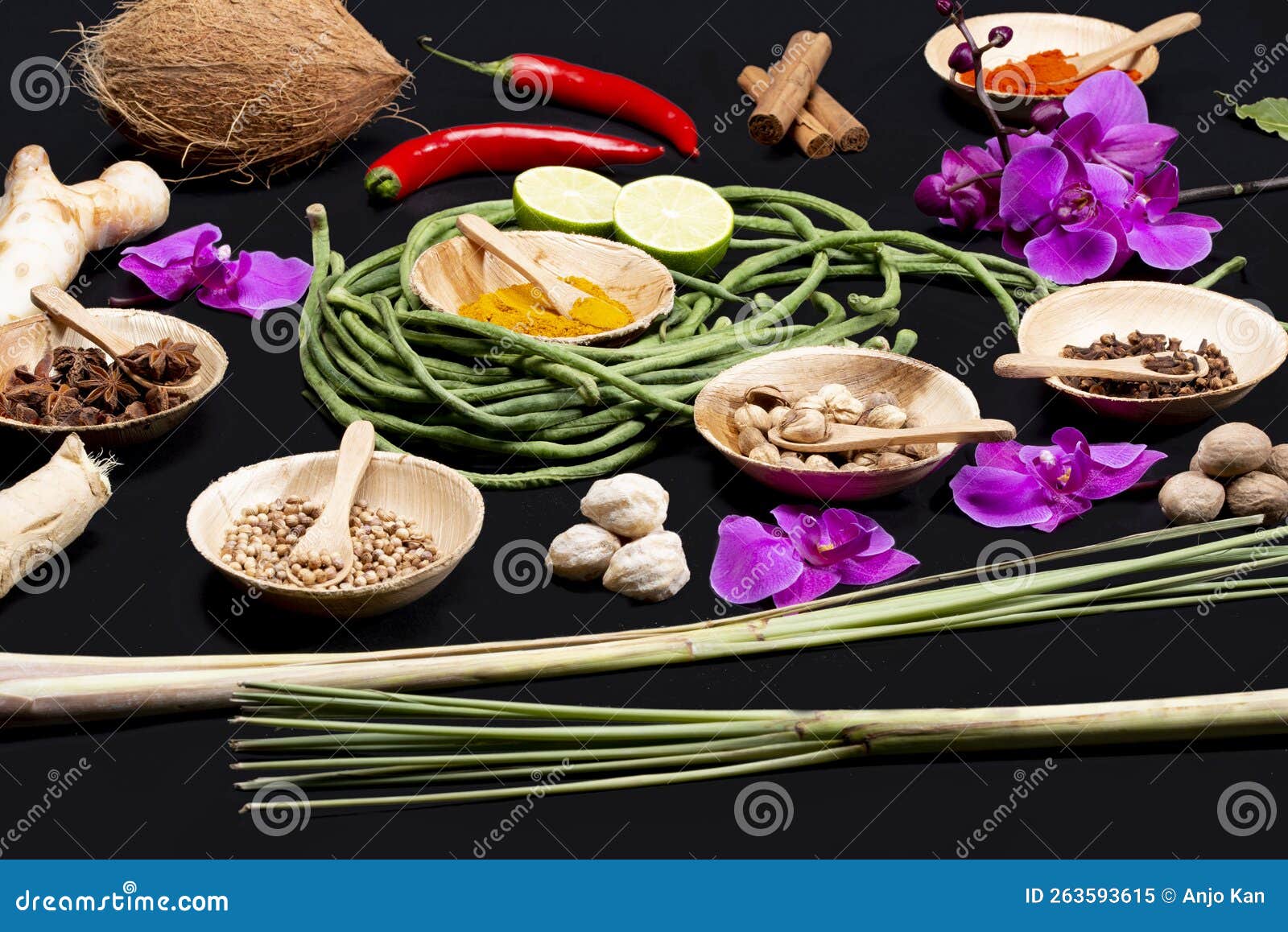 A Collection of Indonesian Ingredients from Asian Cuisine. Stock Image