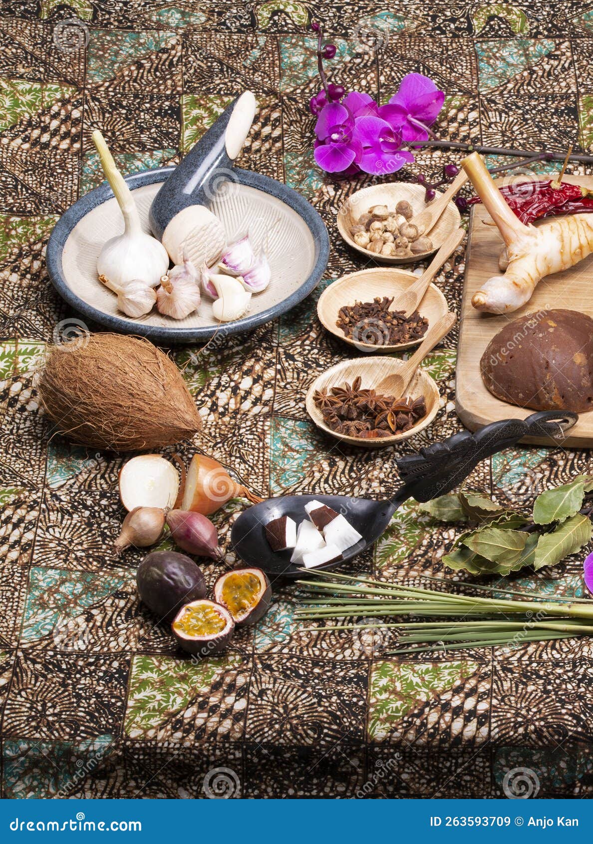 A Collection of Indonesian Ingredients from Asian Cuisine. Stock Image