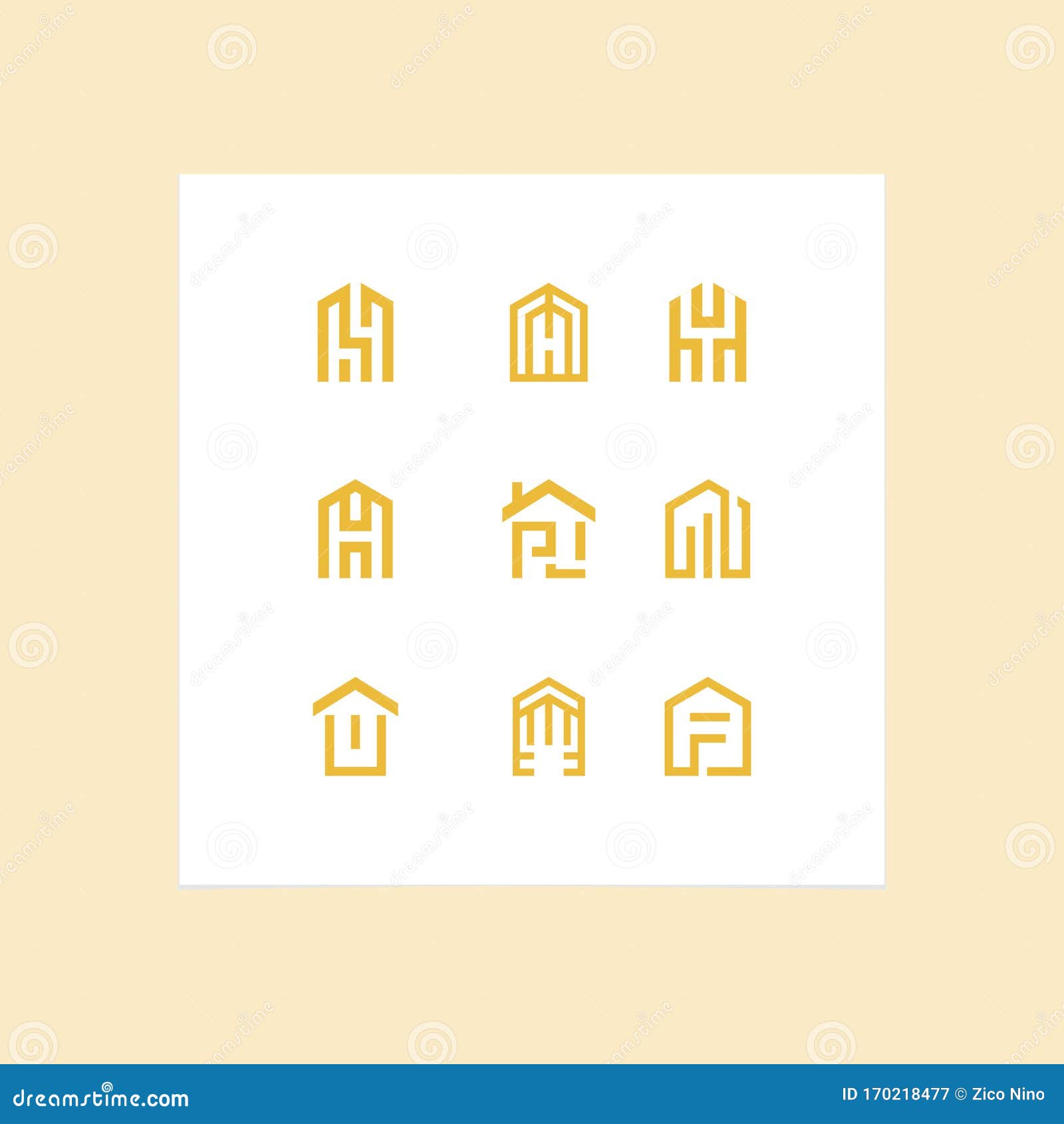 Collection of Initials Real Estate Logos Stock Illustration