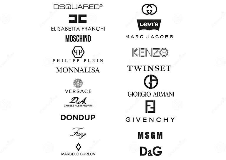 Collection of Italian Clothing Houses Logos Editorial Image ...