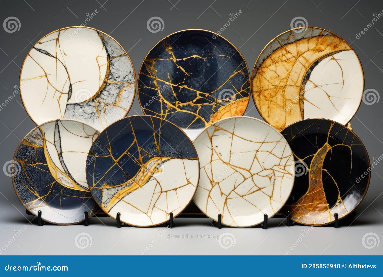 Collection of Kintsugi Repaired Ceramic Plates Stock Photo Image of generated, ceramics 285856940