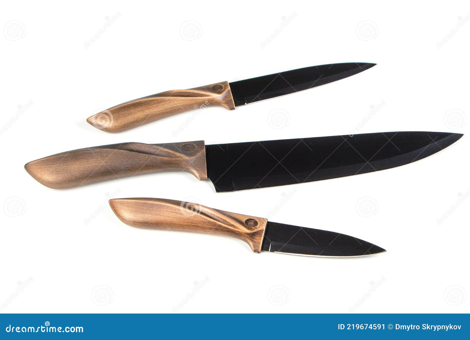 Collection of Kitchen Knives Isolated on White Background Stock Image