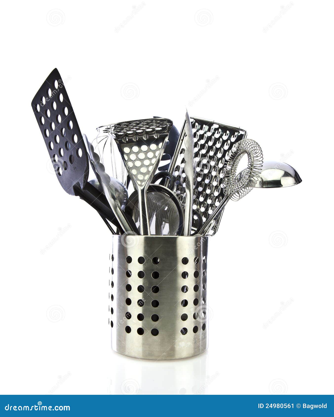 Collection of Kitchen Tools in Container Stock Image Image of