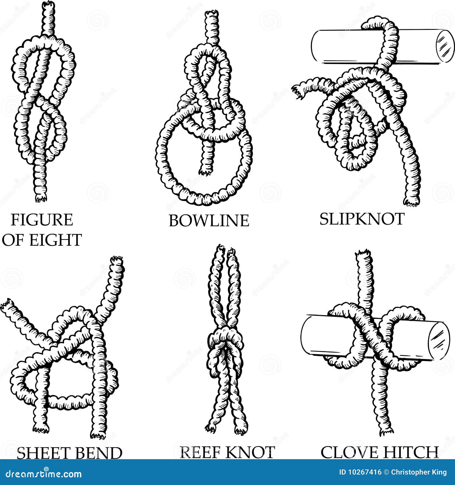 A collection of knots and hitches illustrations