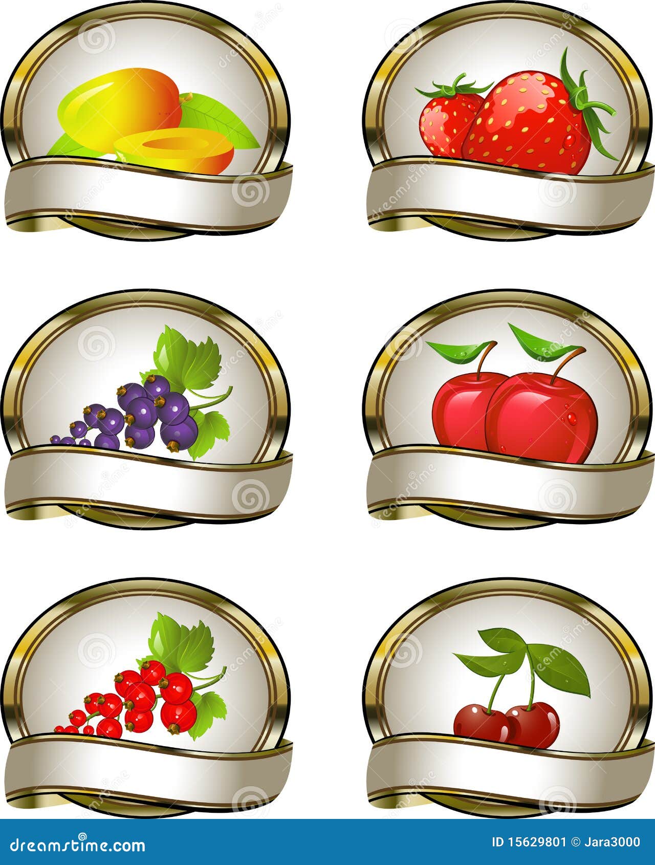 Collection of Labels for Fruit Products Stock Vector Illustration of
