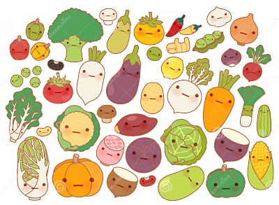 Collection of Lovely Fruit and Vegetable Icon , Cute Carrot , Adorable ...