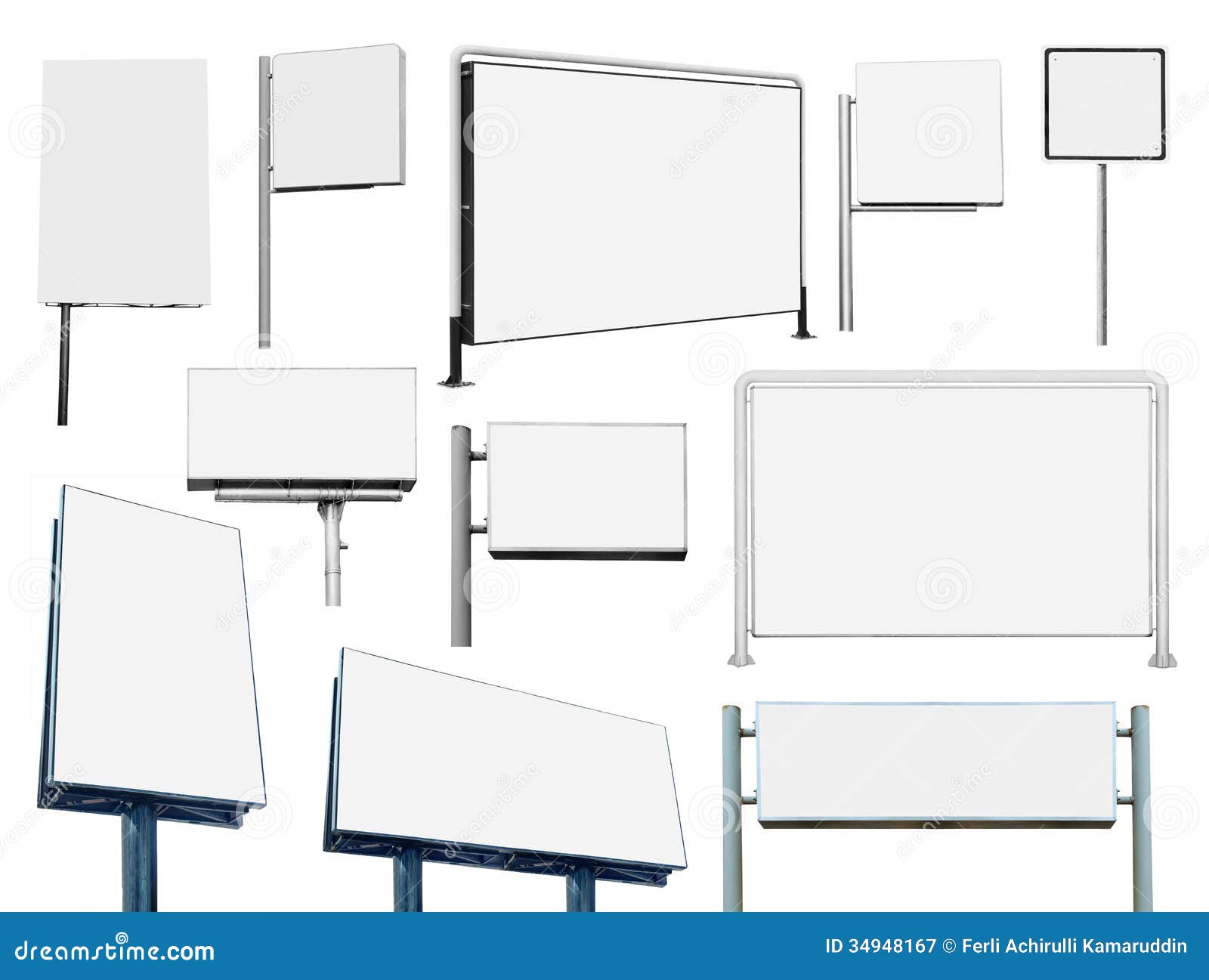 Collection of Many Advertising Banner Billboard and Sign Stock