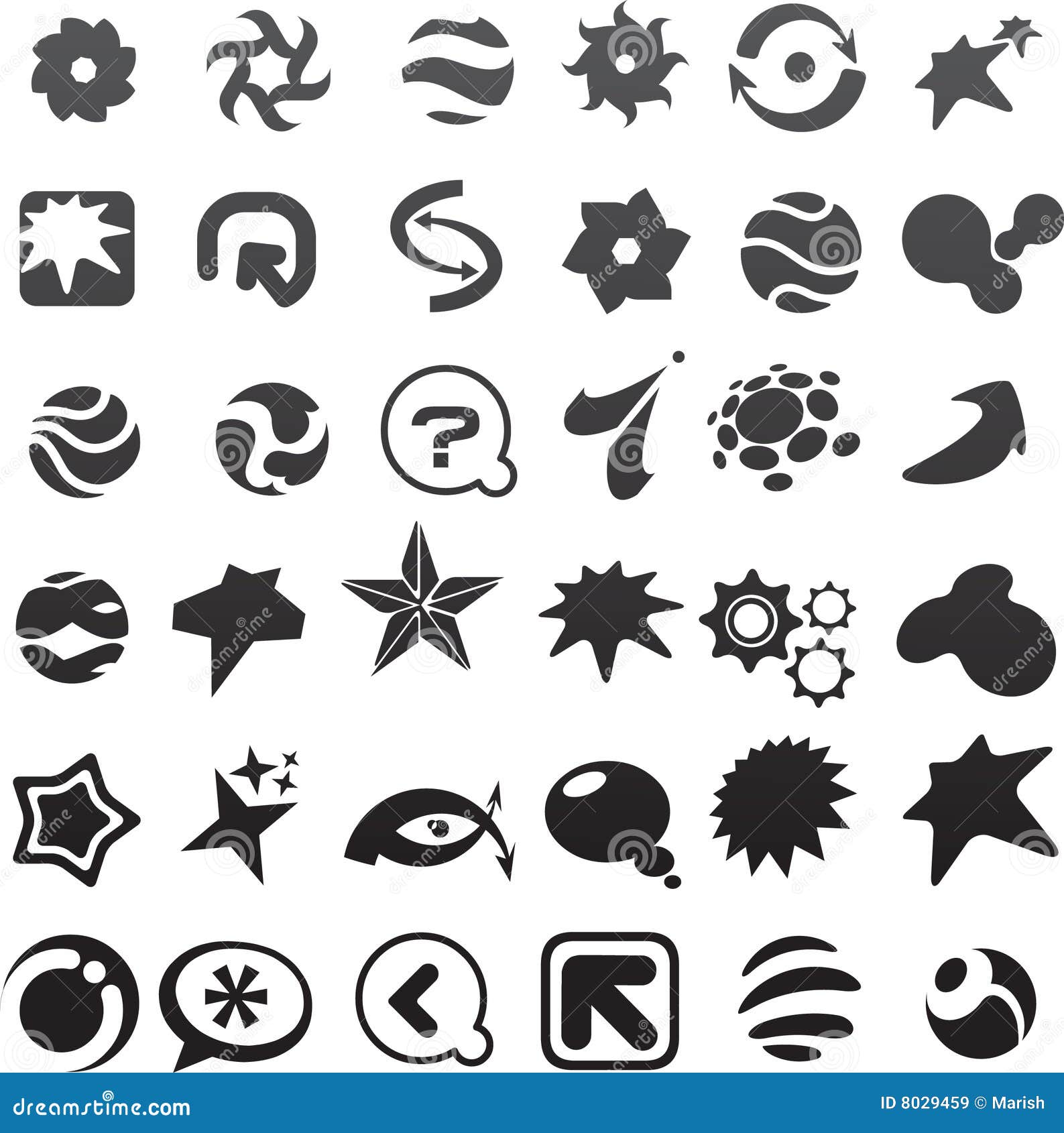 Collection of Many Black Abstract Icons - 6 Stock Vector - Illustration ...