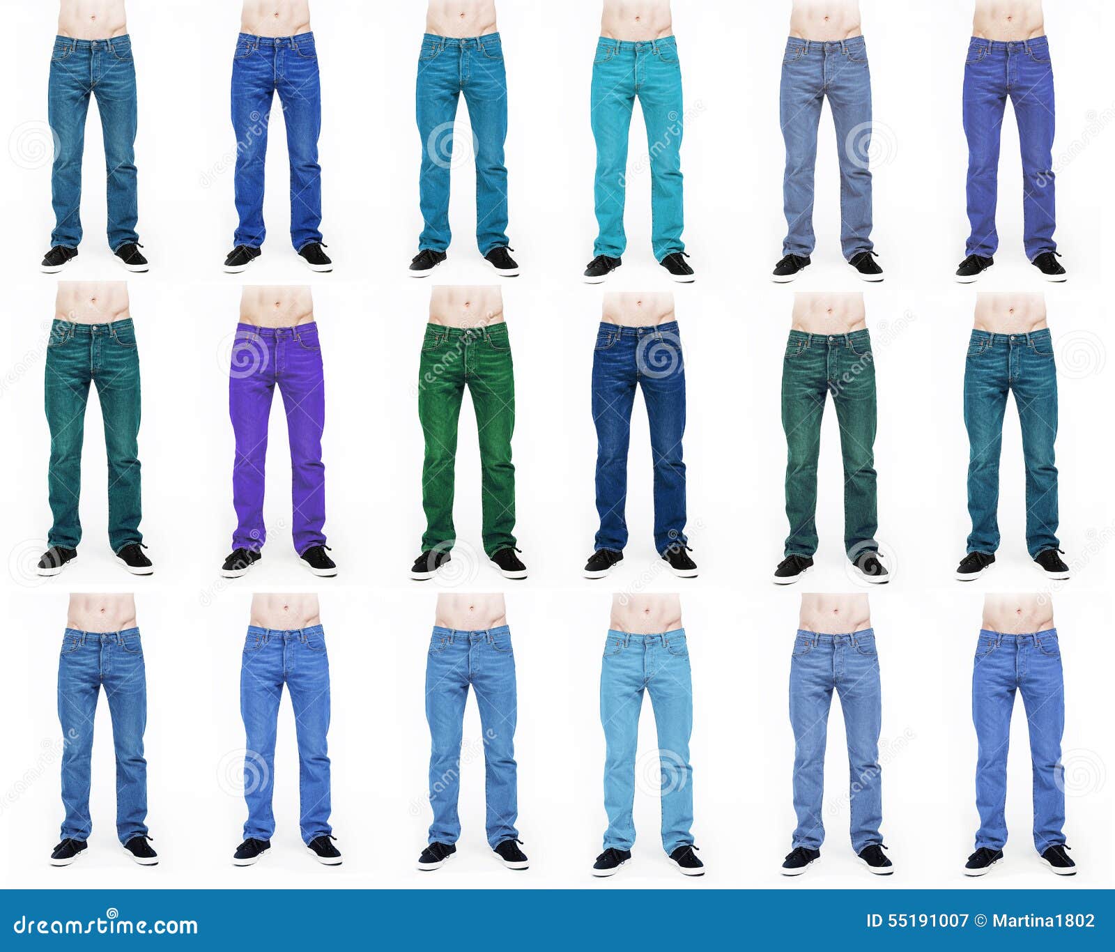 Collection of Men S Jeans in Different Colors Isolated on White Stock ...