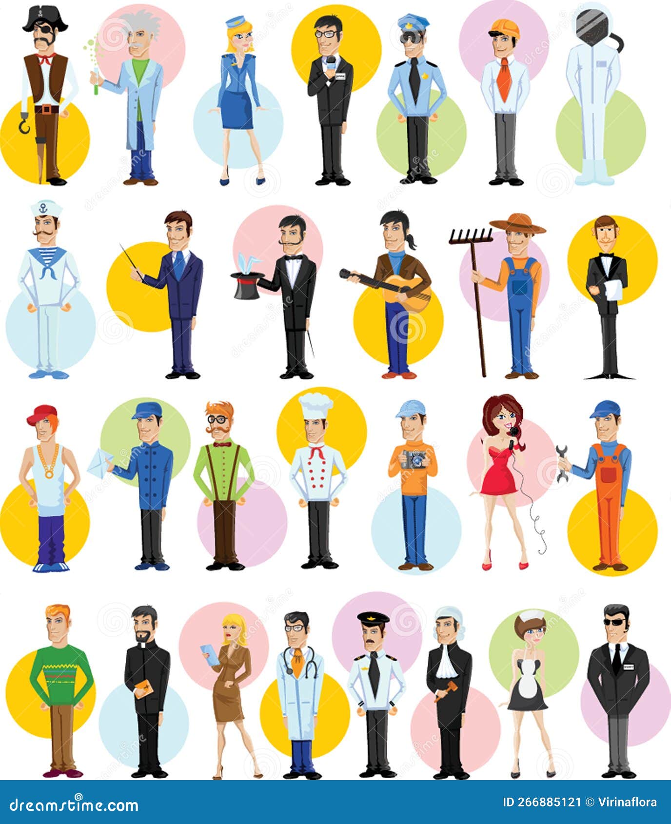 Collection of Men and Women People Workers of Various Different ...