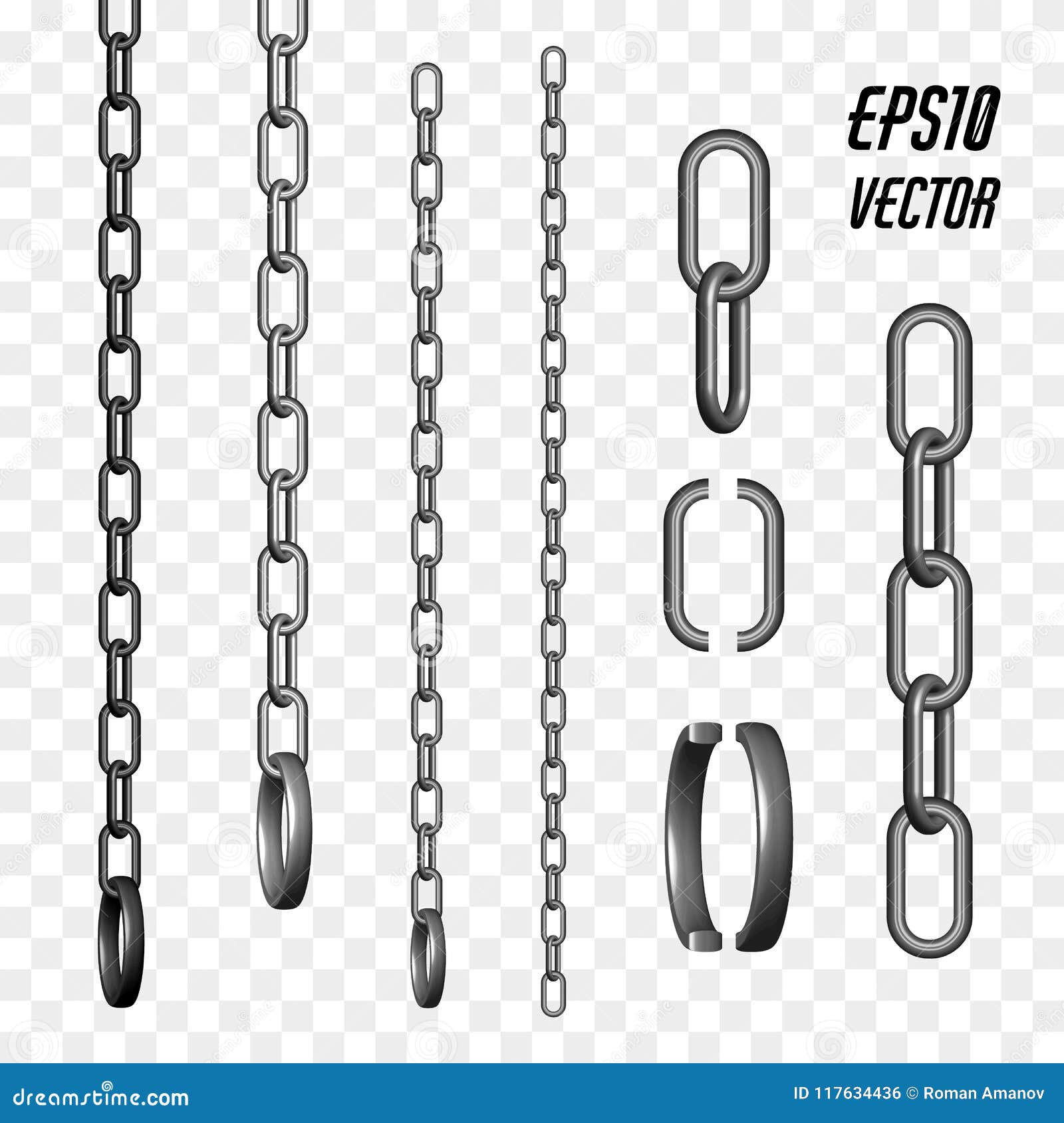 Metal chain links. Vector stock vector. Illustration of parts - 103145844