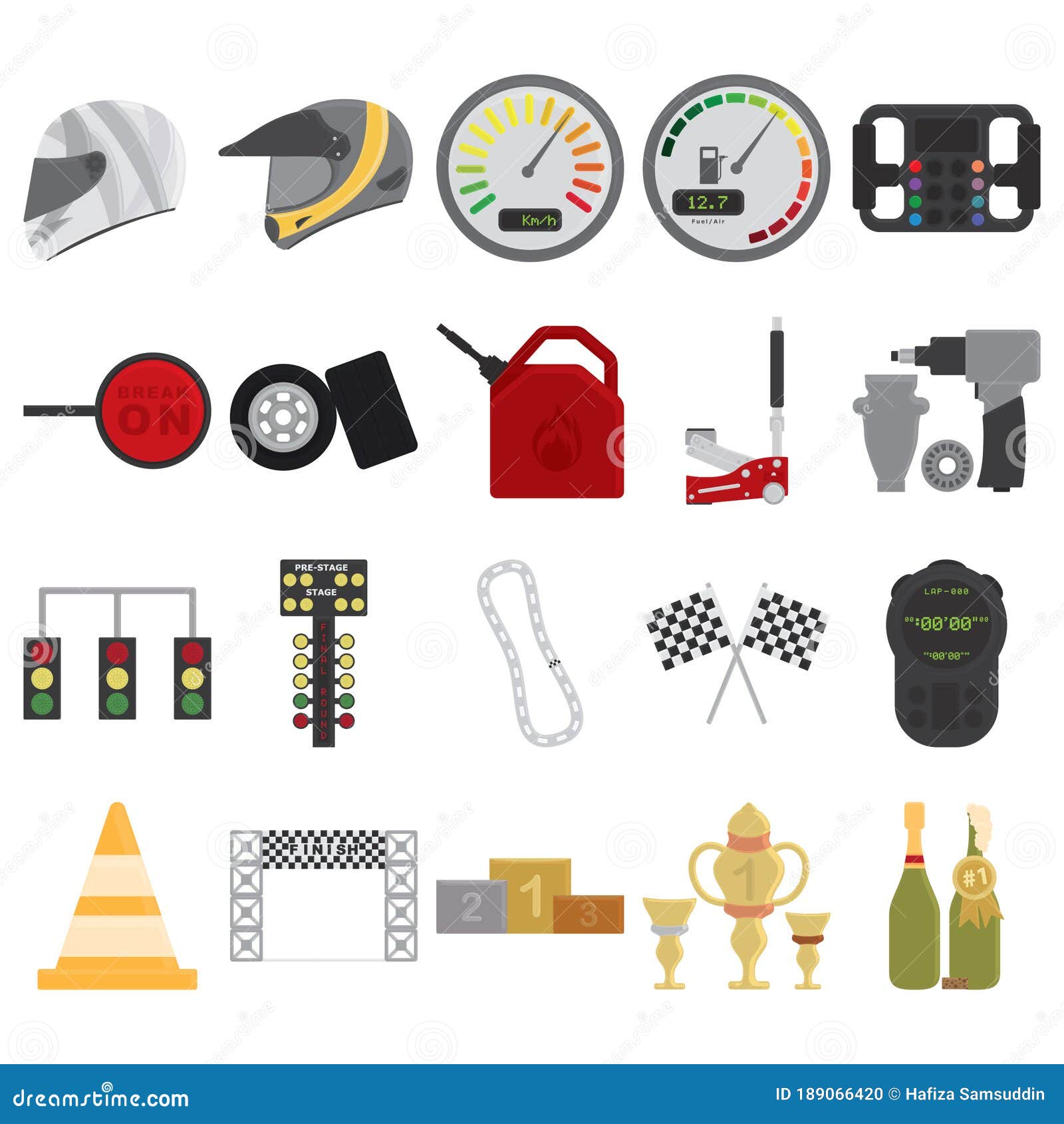 Collection of Motor Race Equipment. Vector Illustration Decorative
