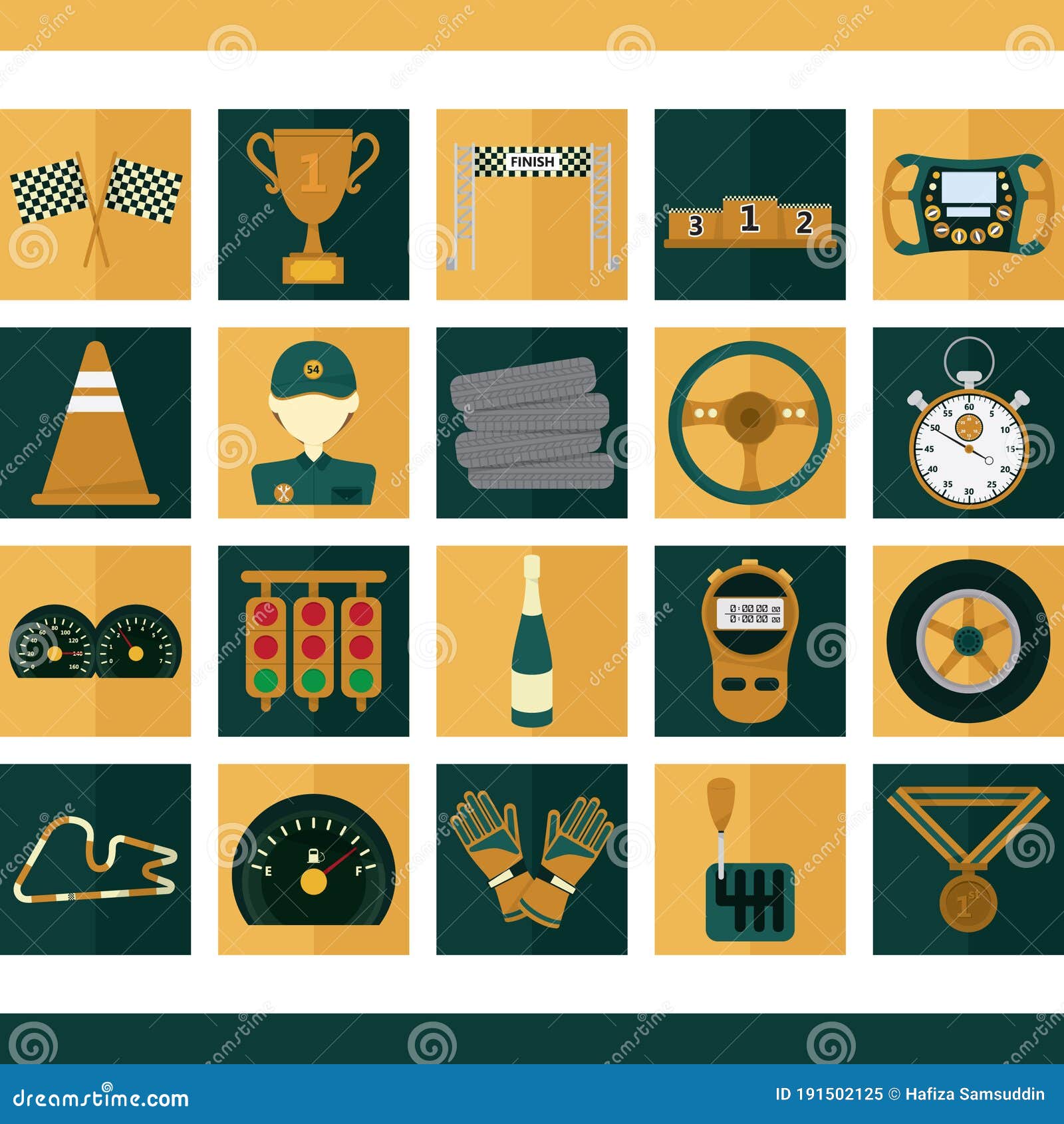 Collection of Motor Race Equipment. Vector Illustration Decorative