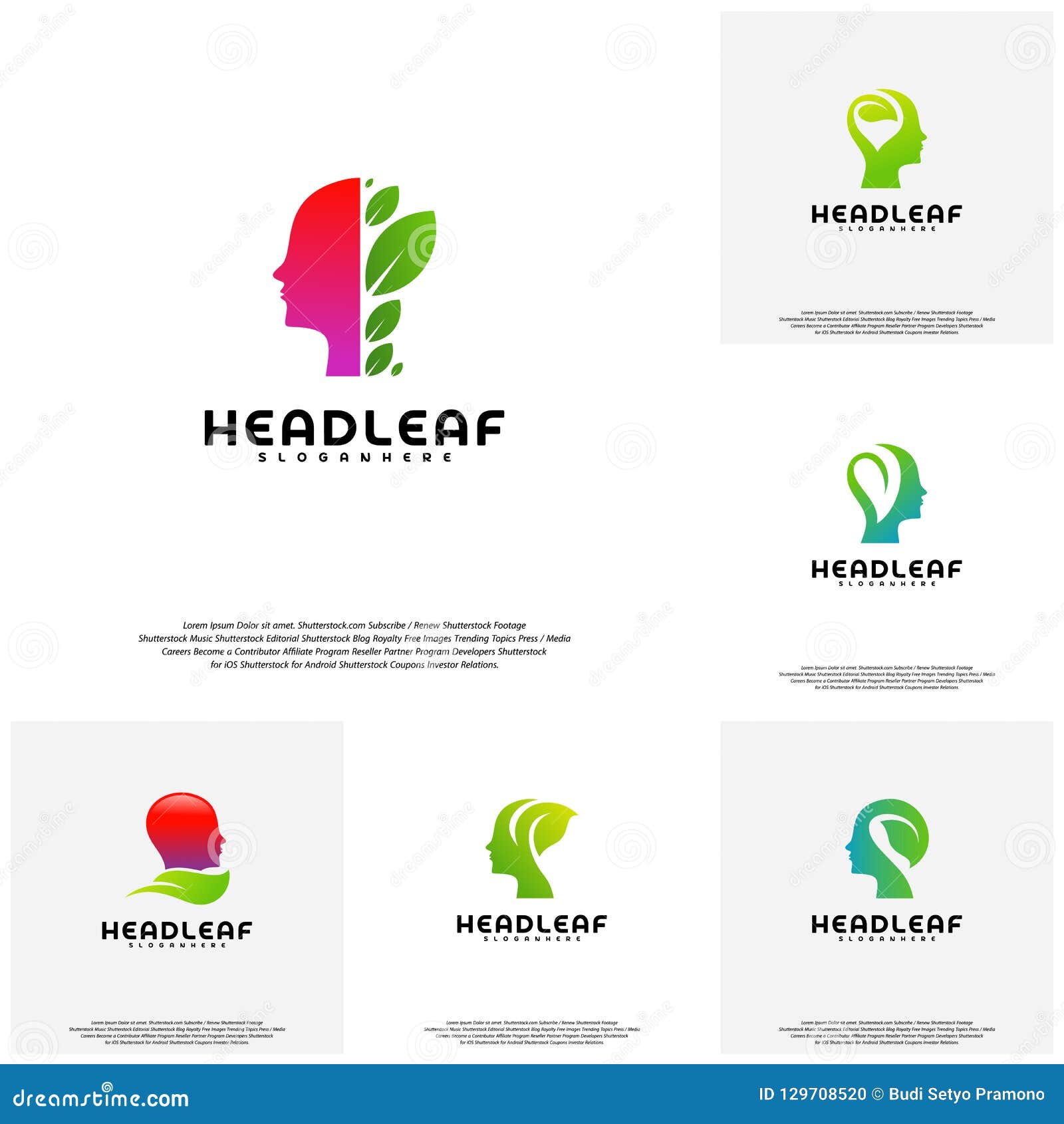 Collection Nature Head Science Logo Vector, Head Intelligence Logo