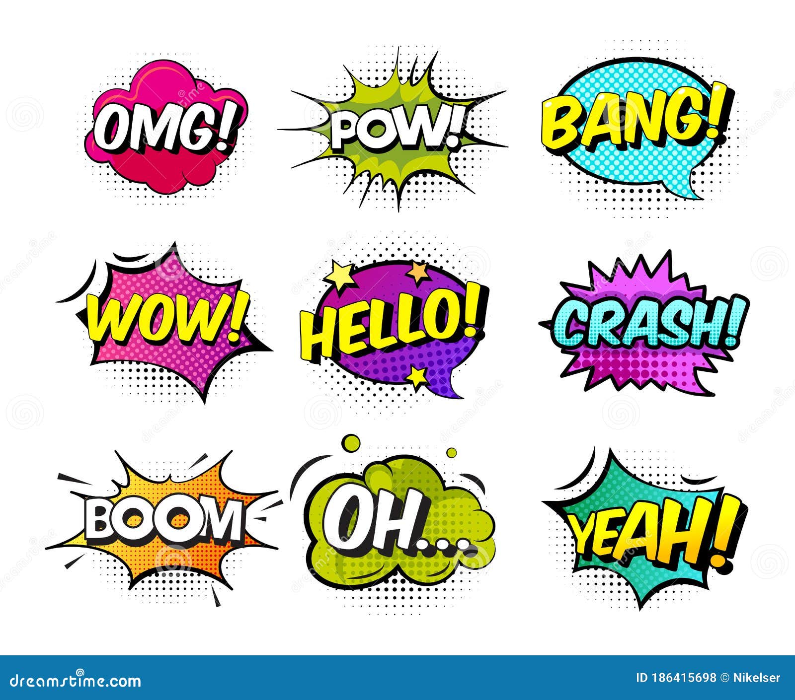 Ørken Tak Nat Collection of Nine Multicolored Comic Sound Effects. Comic Sound Effects in  Pop Art Vector Style Stock Vector - Illustration of funny, expression:  186415698