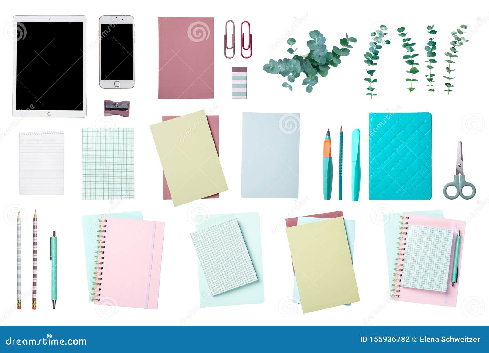 Collection of a Office Supplies Stock Photo Image of phone, flat