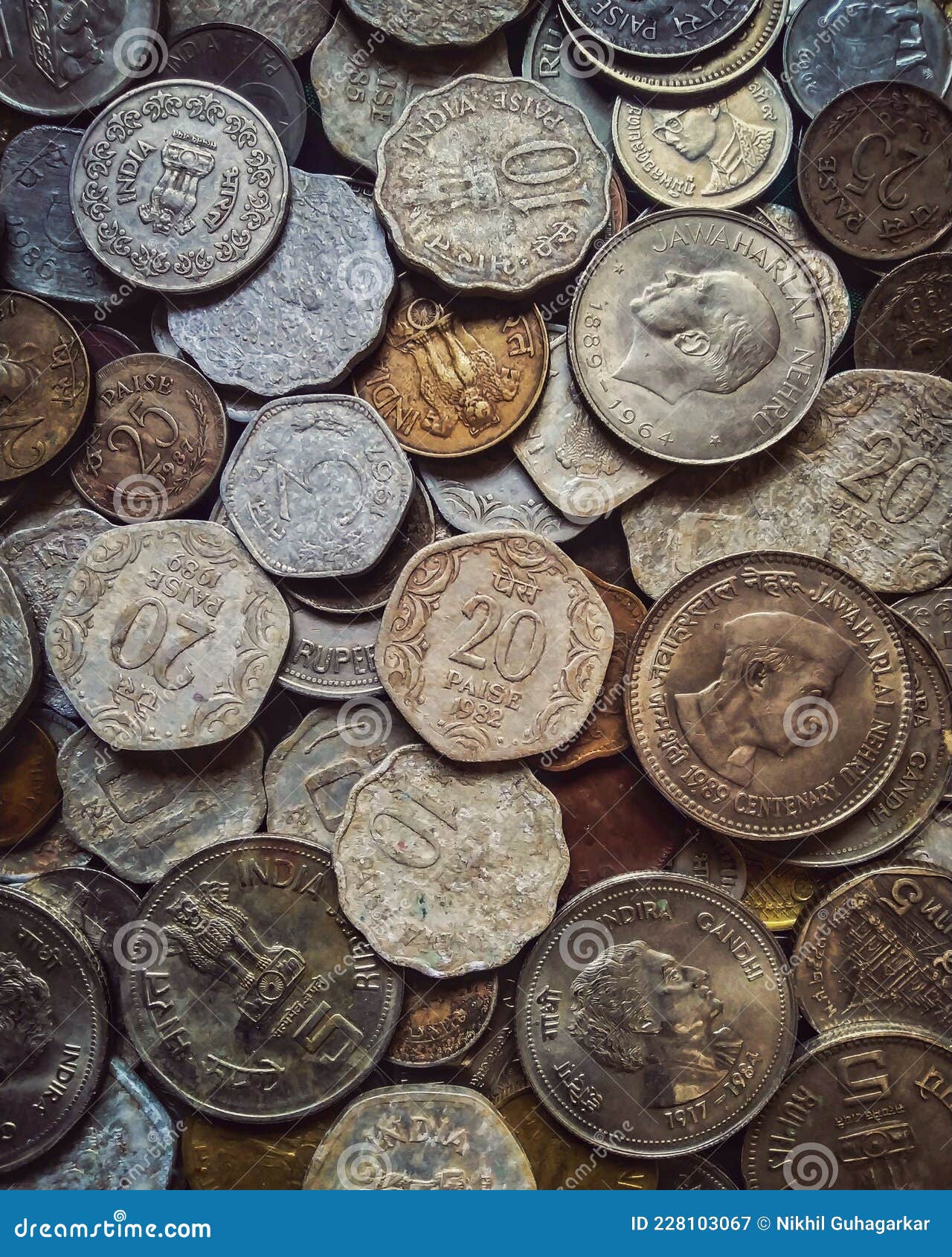 Collection of Old Coins from Different Countries Stock Image Image of