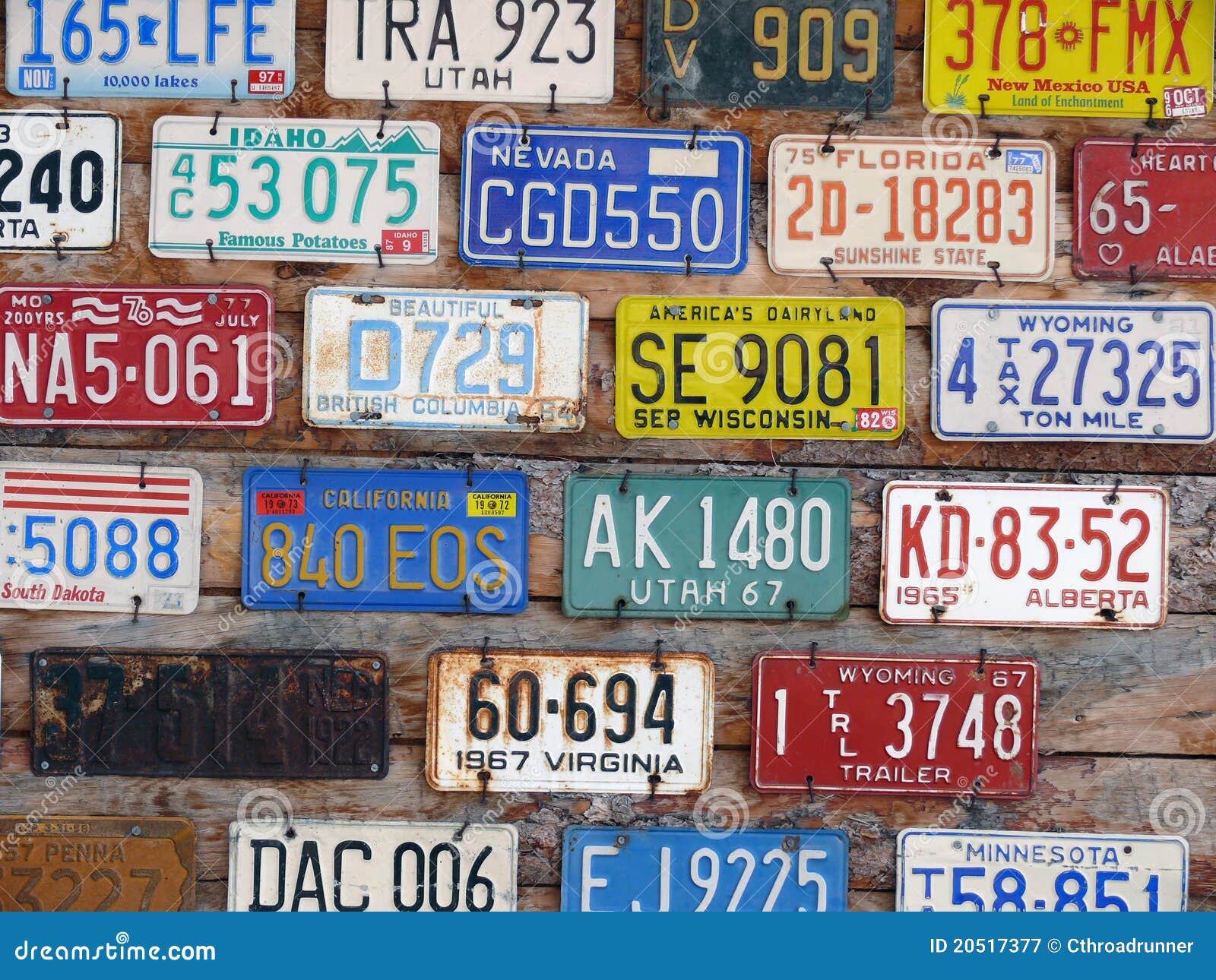 collection of old license plates