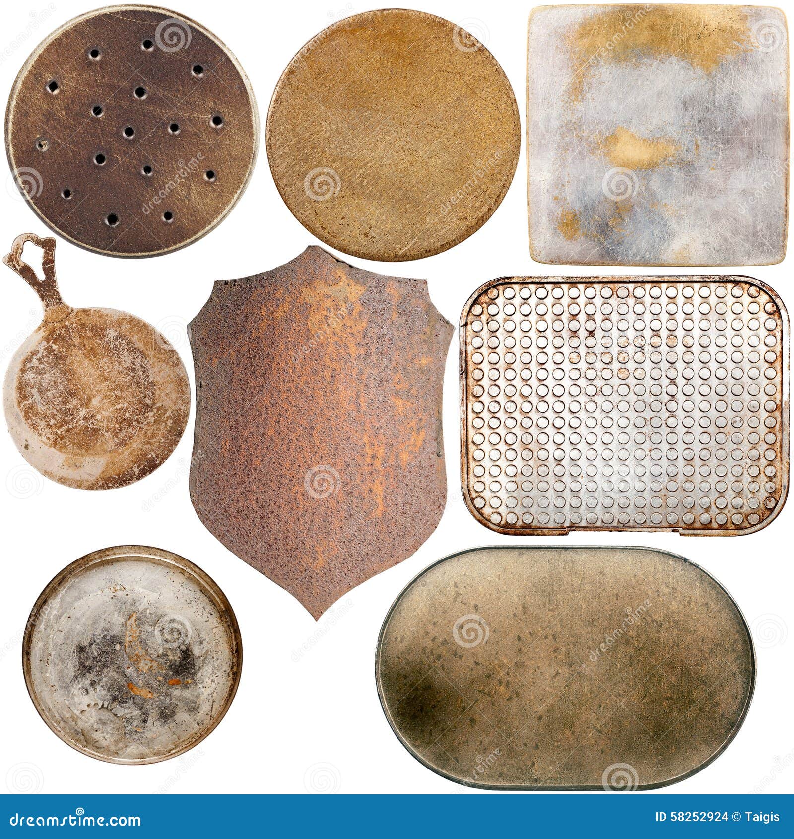 Collection Of Old Metal Plates Stock Photo Image of food, object 58252924