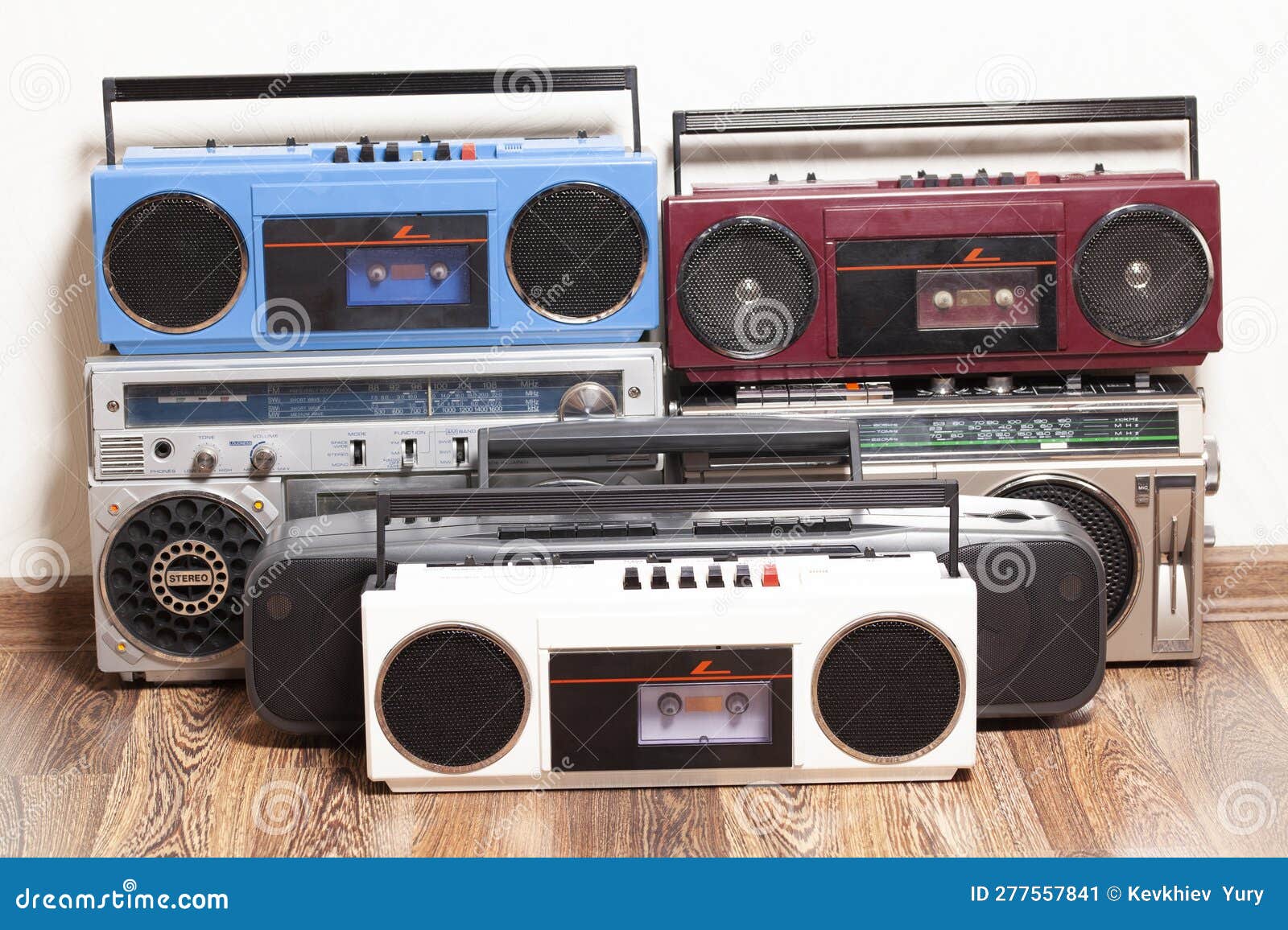 Collection of Old Tape Recorders Stock Image - Image of boombox, white:  277557841