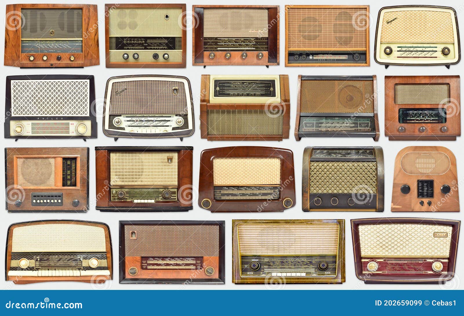 Collection of Old Vintage Radios As Audio Equipment Background Editorial  Stock Image - Image of antique, backdrop: 202659099