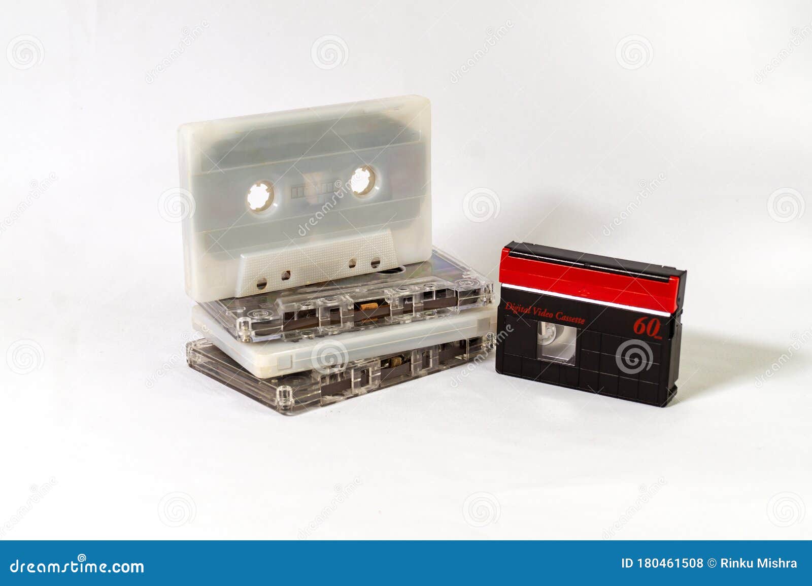 Collection of Outdated Digital Audio and Video Cassette with