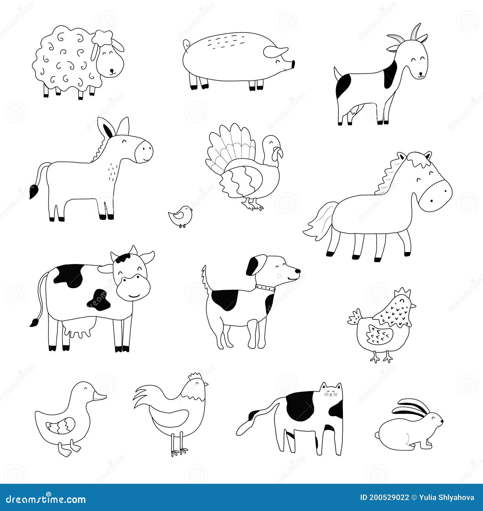 Collection of Outline Stylized Domestic Animals Stock Vector - Illustration of flat, collection: 200529022 Collection of Outline Stylized Domestic Animals Stock Vector - Illustration of flat, collection: 200529022