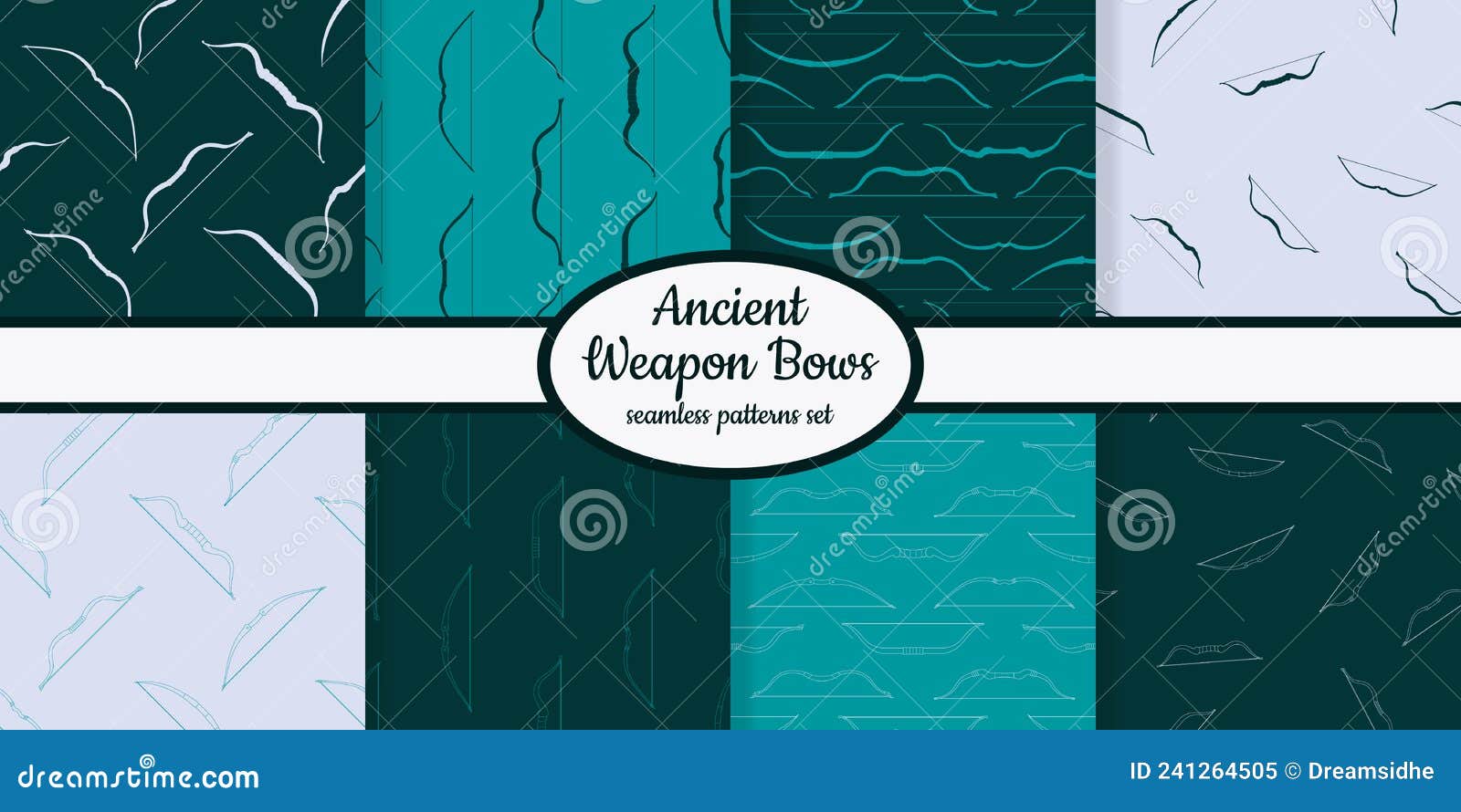 collection of patterns with ancien tranged weapon bows