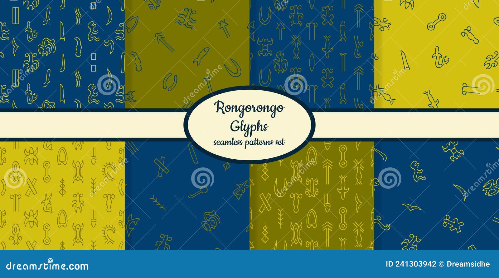 collection of patterns with rongorongo glyphs