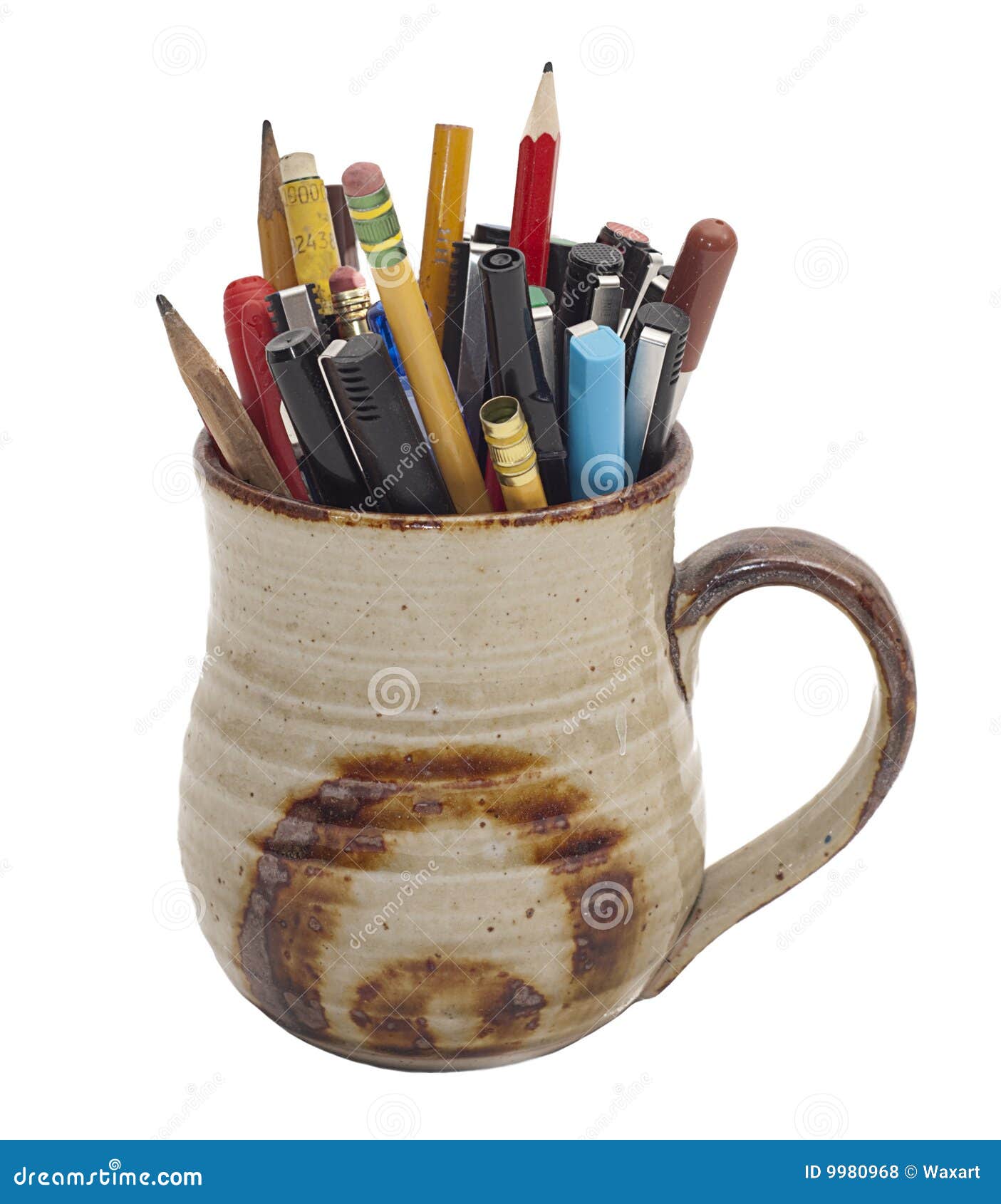 Collection of Pens and Pencils in a Mug Stock Photo Image of supplies