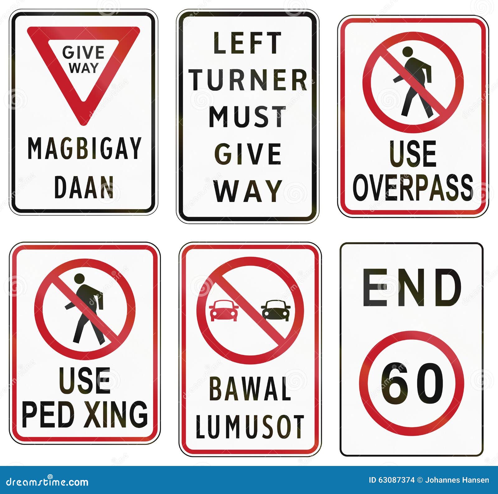 Collection Of Philippine Regulatory Road Signs Stock Photo collection-of-philippine-regulatory-road-signs-stock-photo