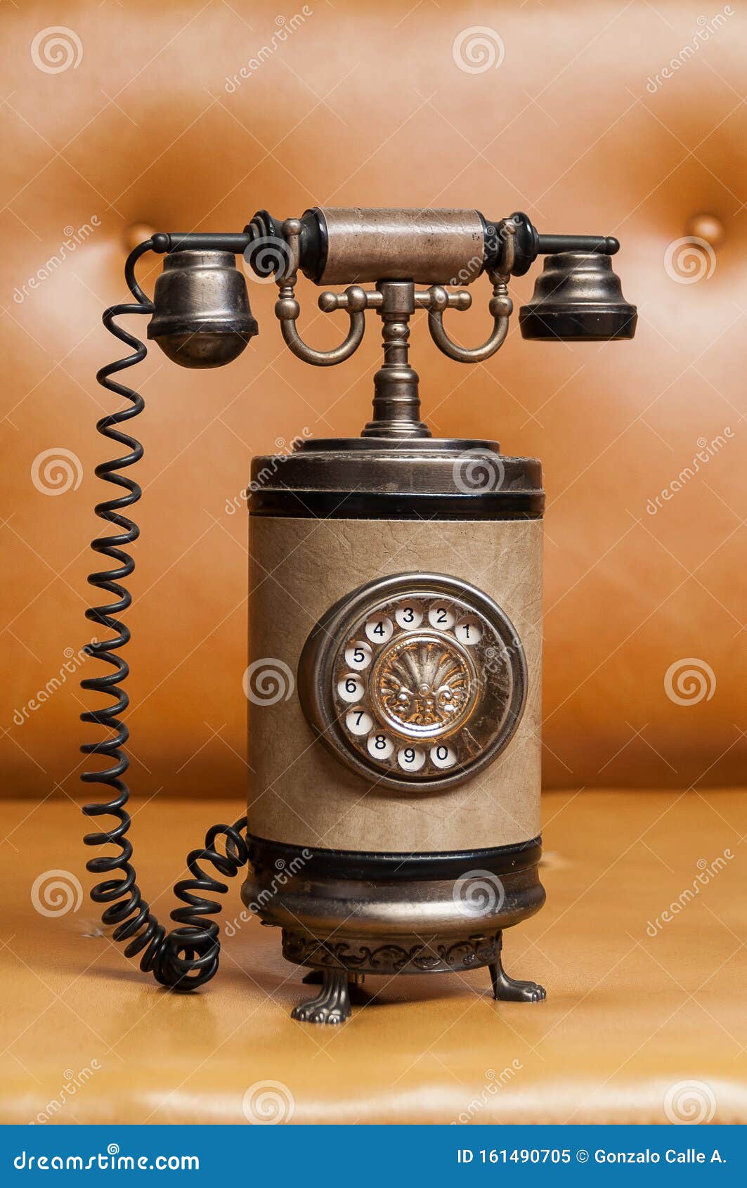 Collection Piece Old Telephone with Cable and Disk To Dial Telephone