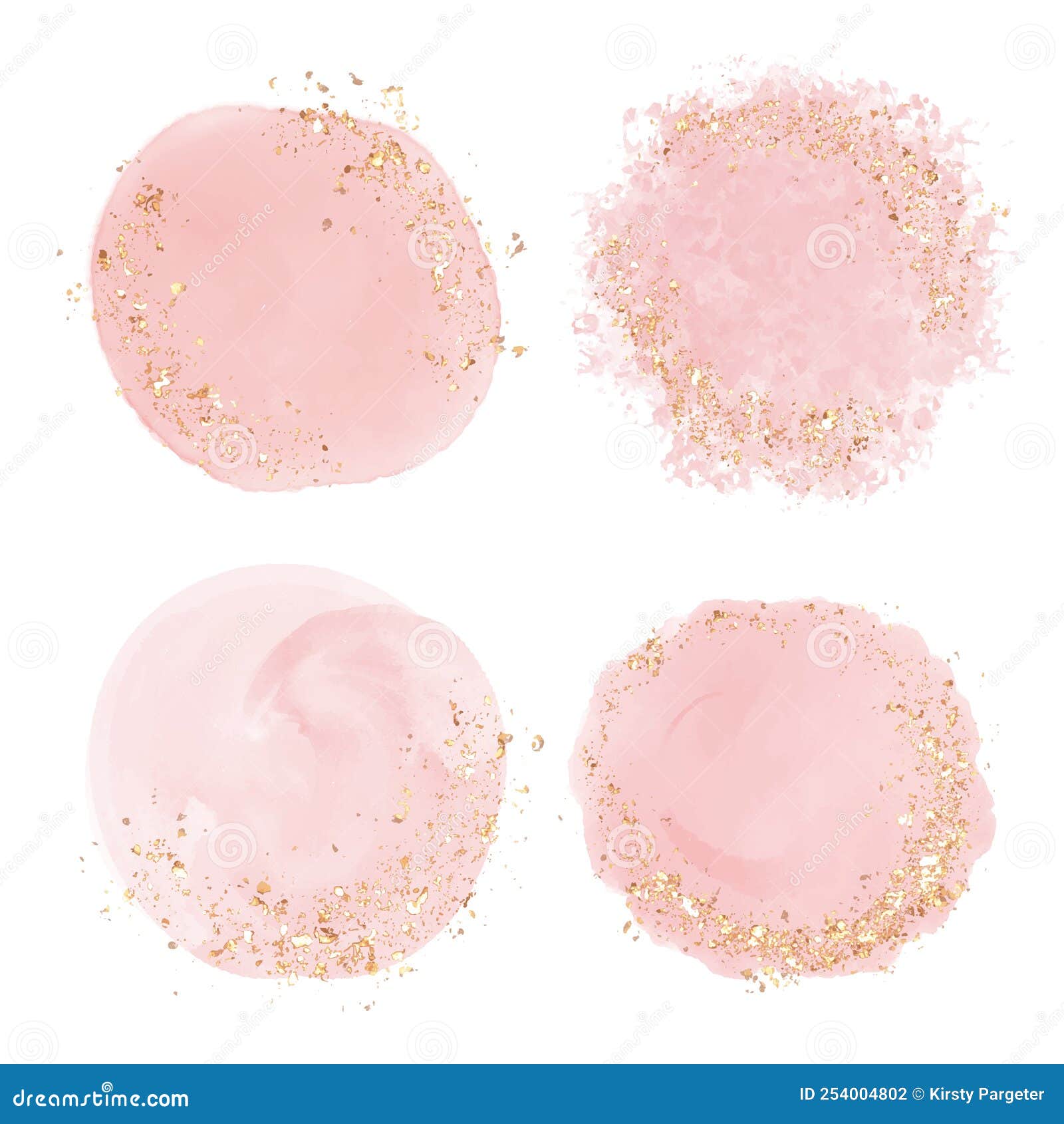 Collection of Pink Watercolour Logo Backgrounds with Gold Glitter Stock Vector Illustration of