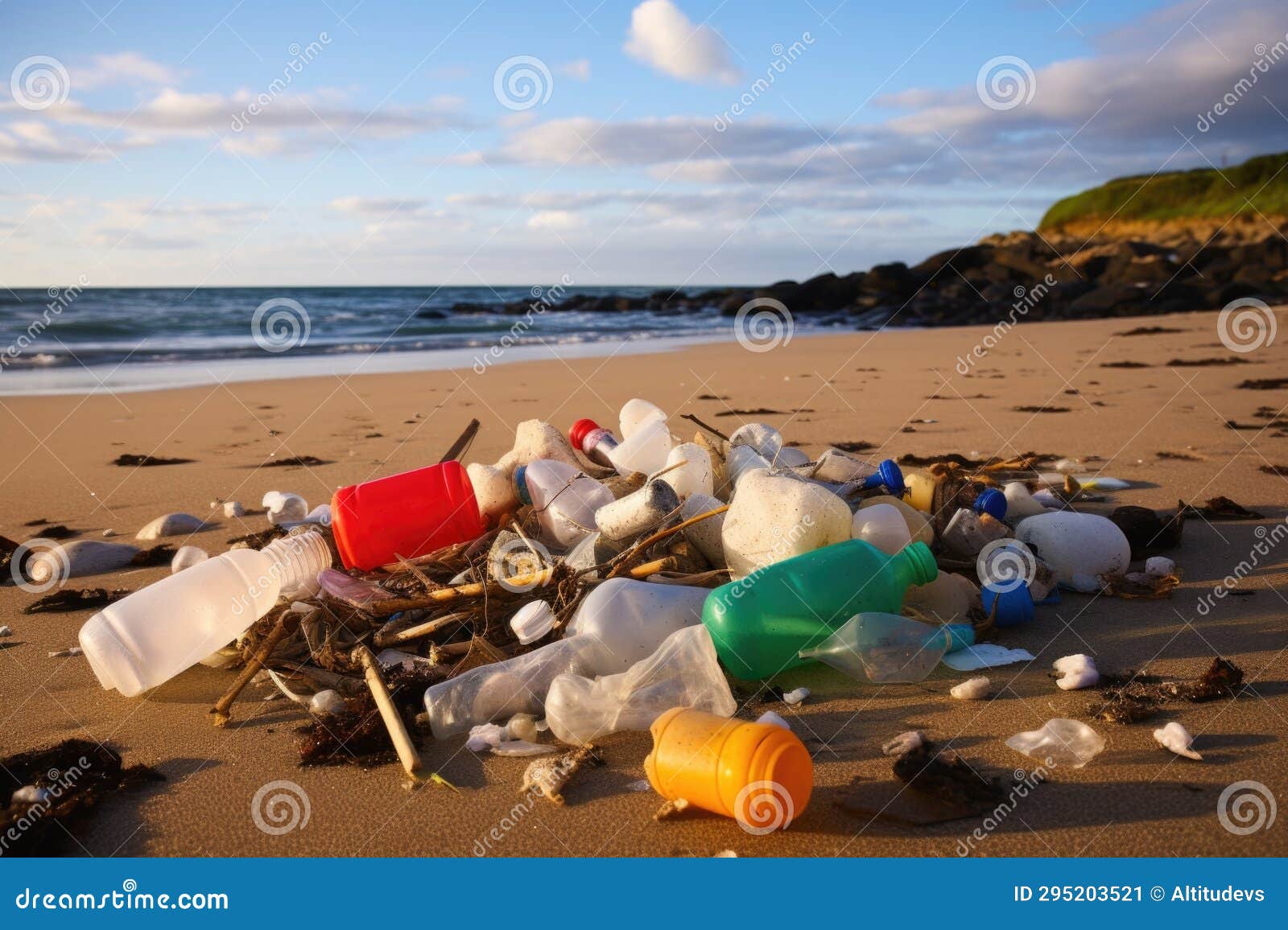 Collection of Plastics and Manmade Waste on an Otherwise Natural Beach