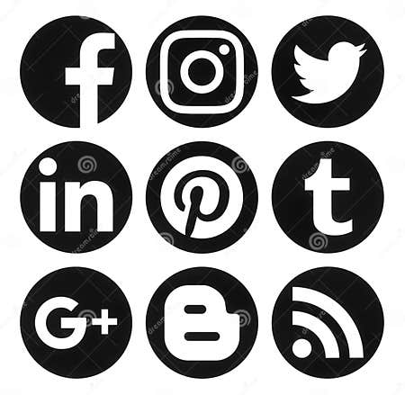 Collection of Popular Circle Black Social Media Logos Printed on ...