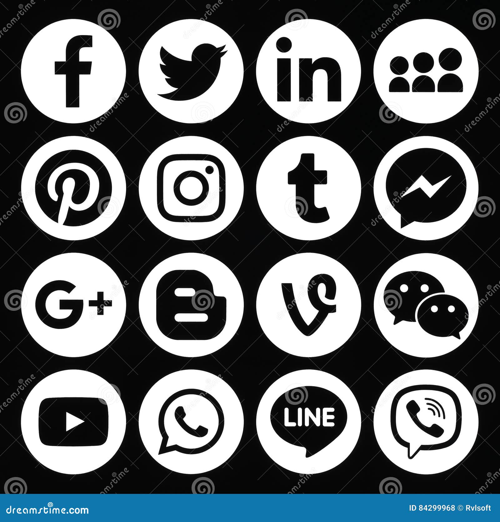 Collection Of Popular Round White Social Media Icons Editorial Stock Photo Illustration Of Camera Linkedin
