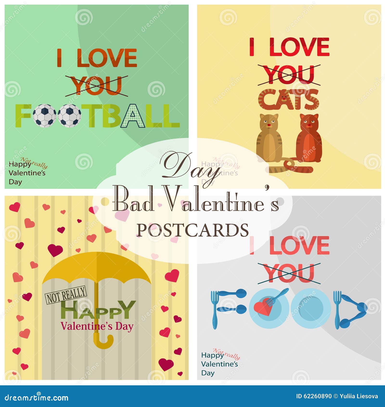 Collection of Postcards for Bad Valentine S Day Stock Vector