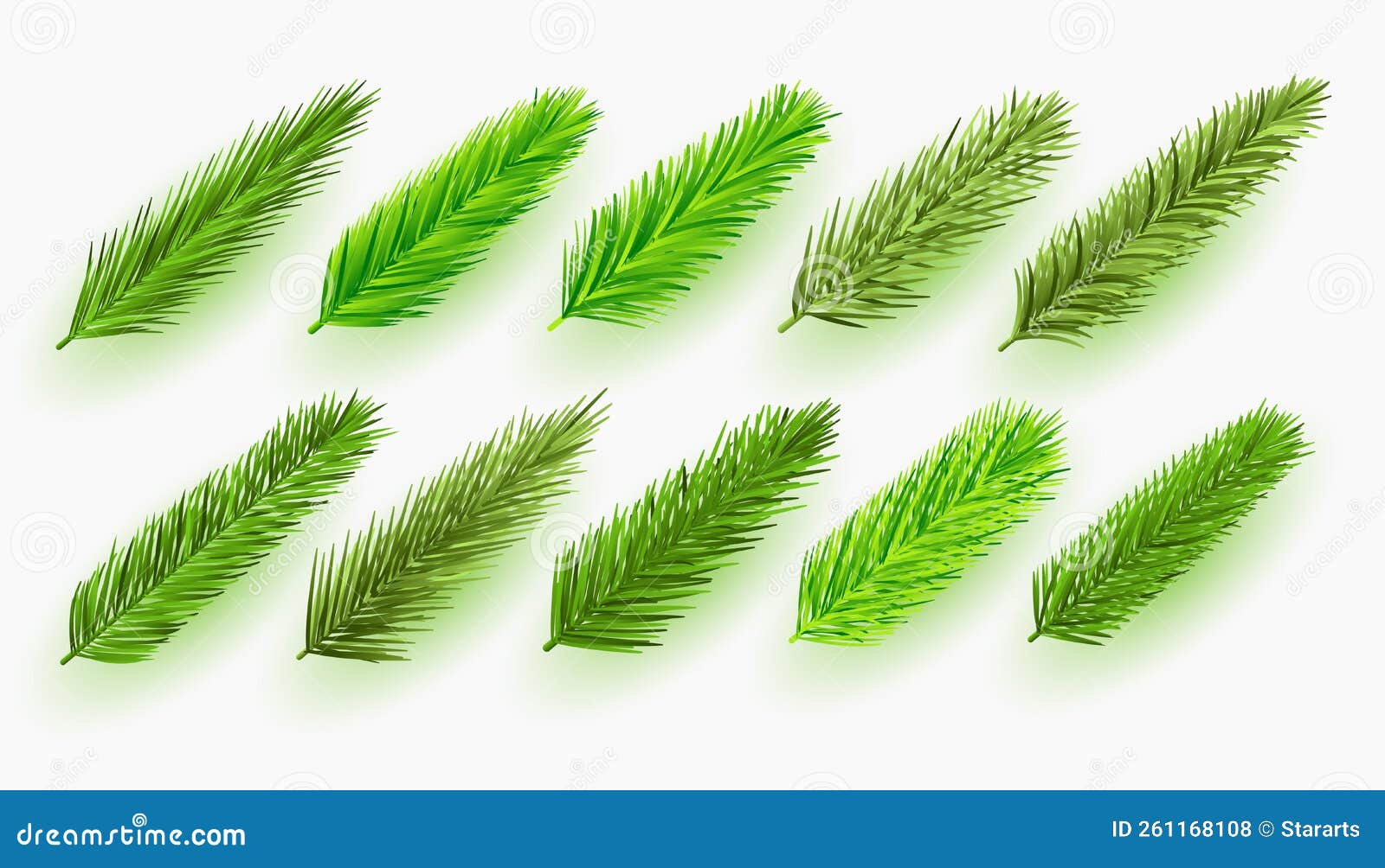 Collection of Realistic Green Leaves Ornament Design Vector