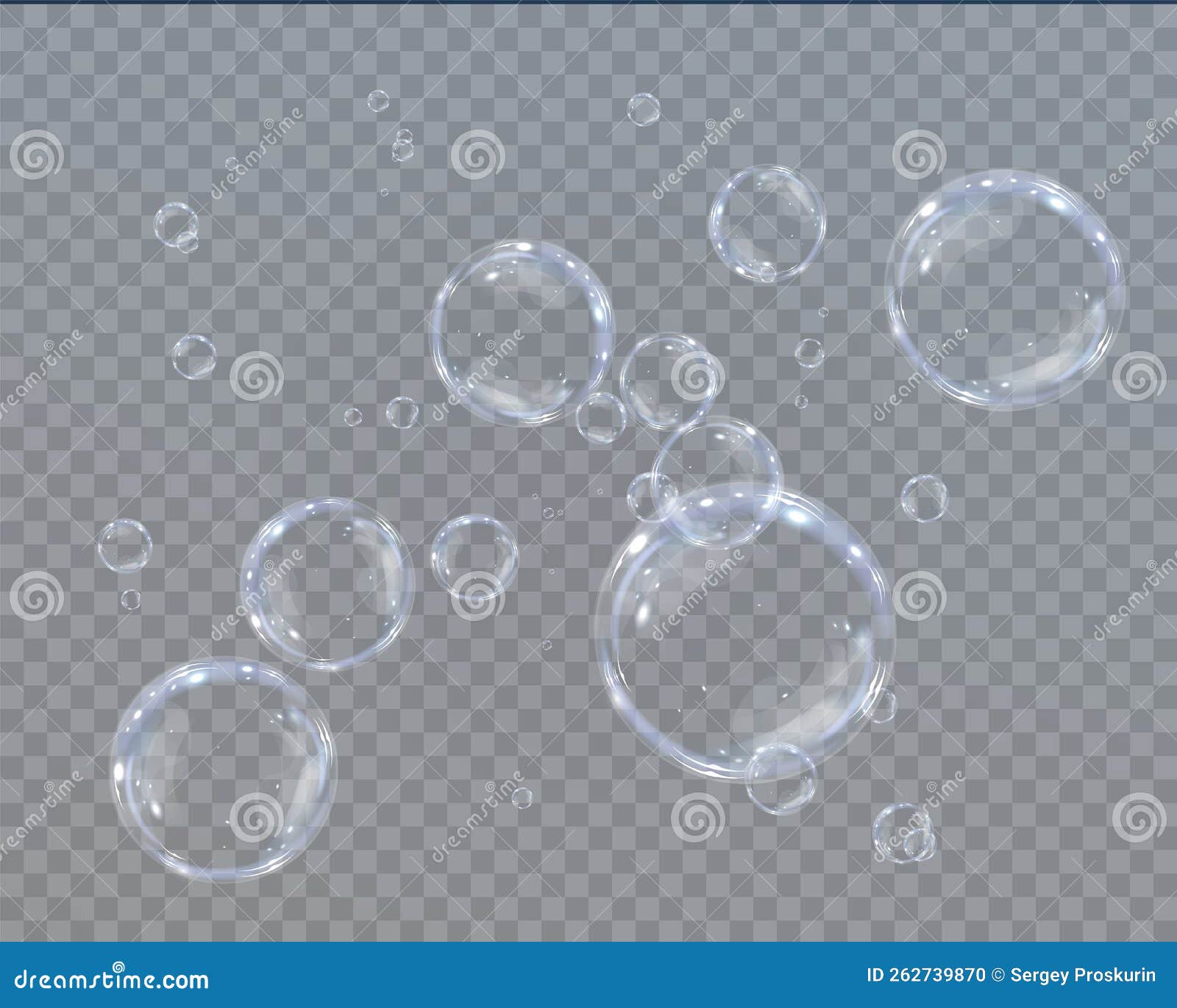 Collection of Realistic Soap Bubbles. Bubbles are Located on a