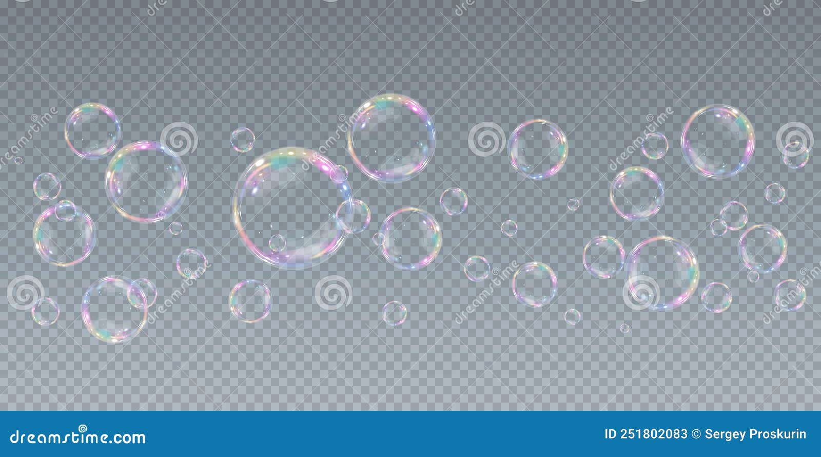 Realistic soap bubbles. Png Bubbles are located on a transparent