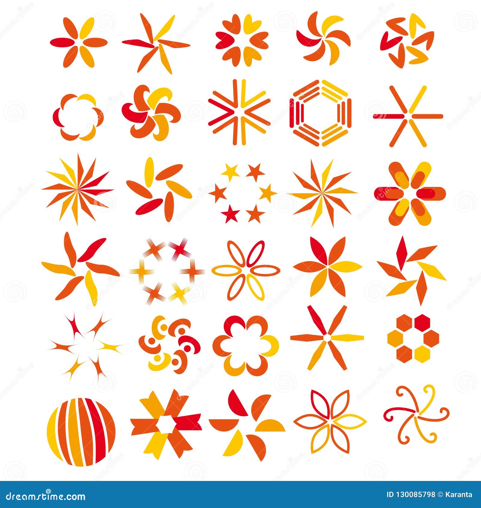 Collection of Red, Orange and Yellow Symbols Stock Illustration ...