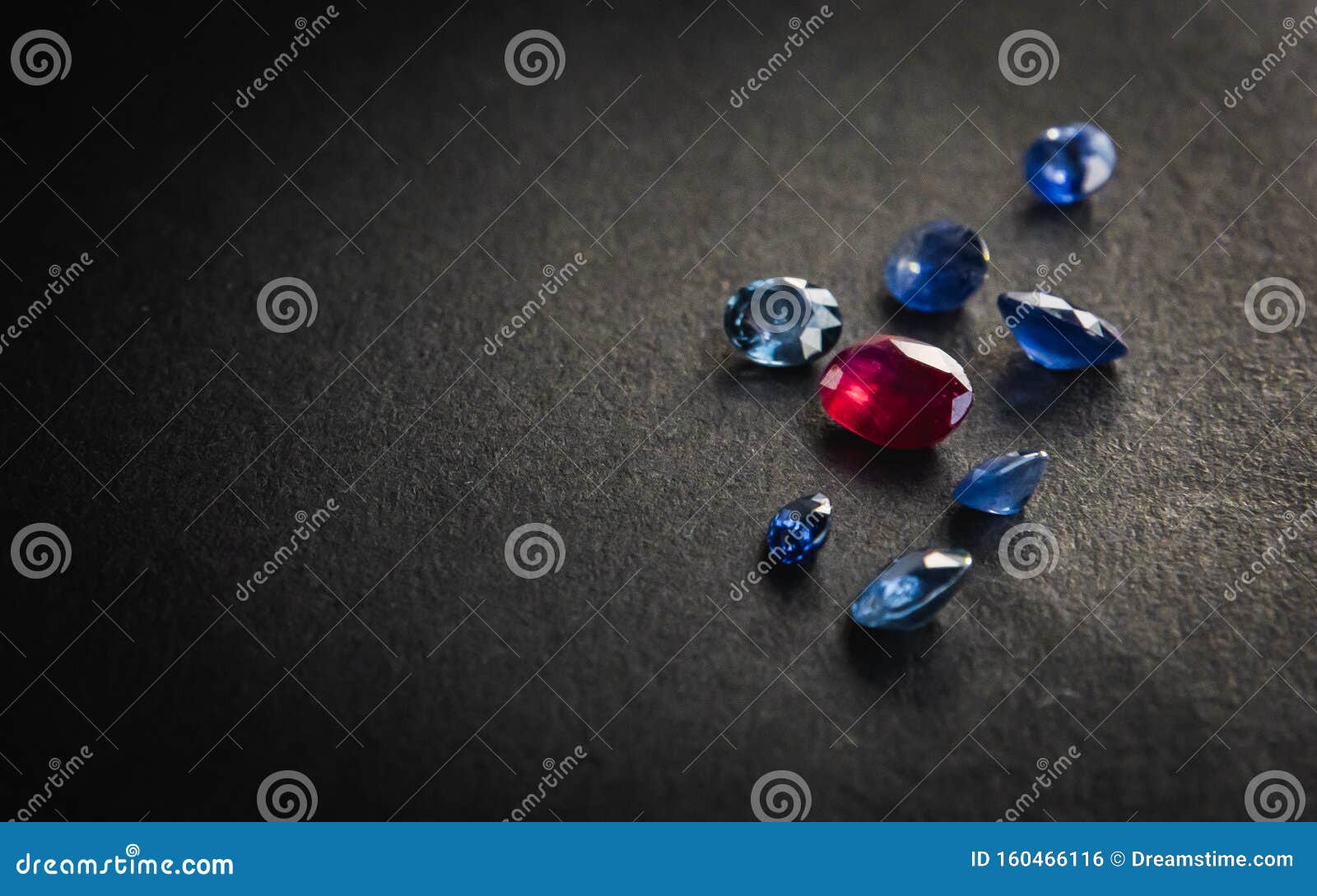 Collection of Red Ruby and Blue Sapphire Stock Photo Image of