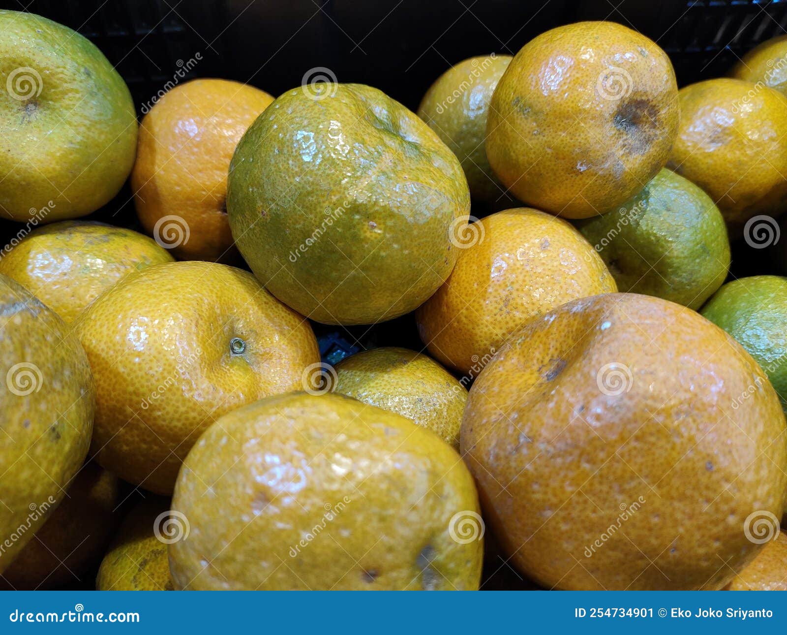 A Collection of Refreshing Yellow Oranges in a Supermarket Stock Image