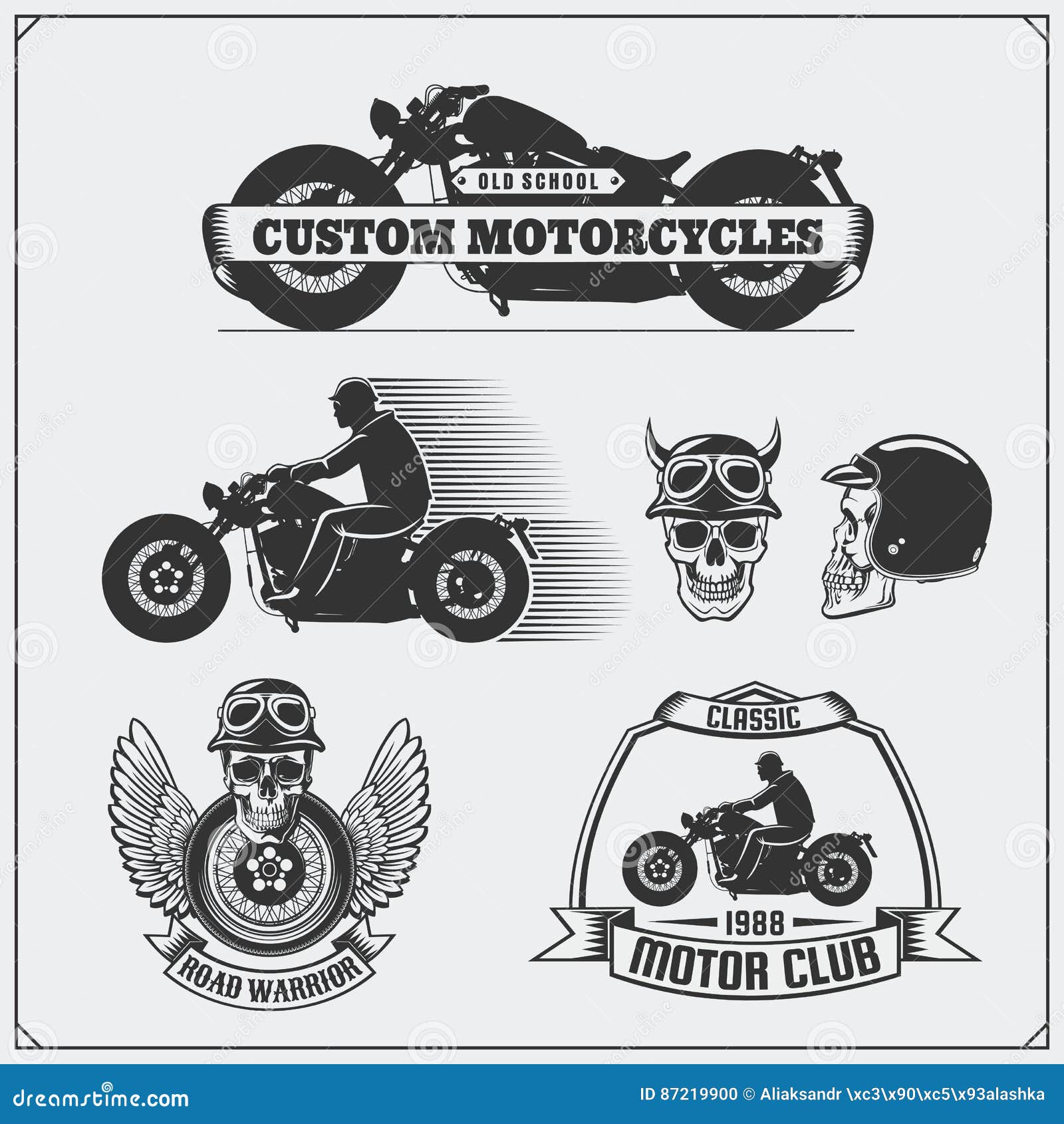 Collection of Retro Motorcycle Labels, Emblems, Badges and Design ...
