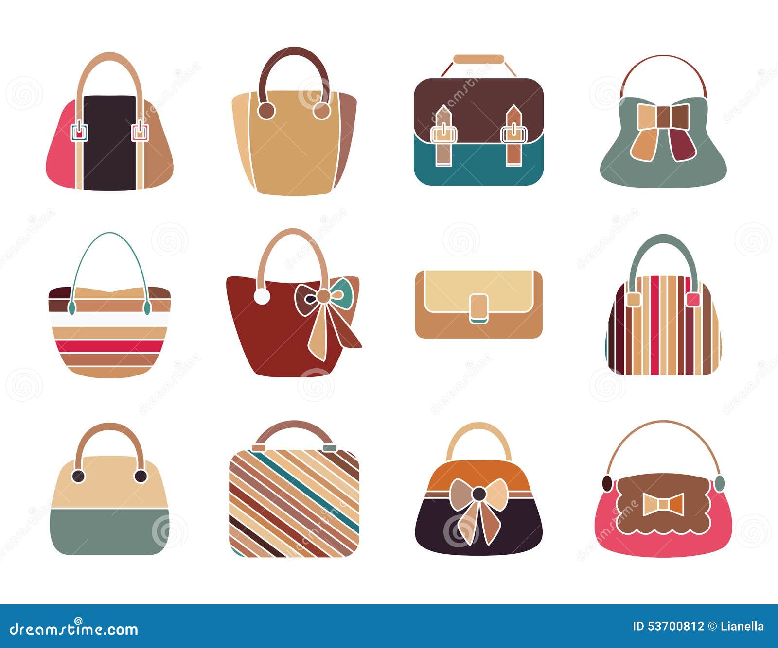 Collection of Retro Woman Bags Stock Vector - Illustration of flat ...