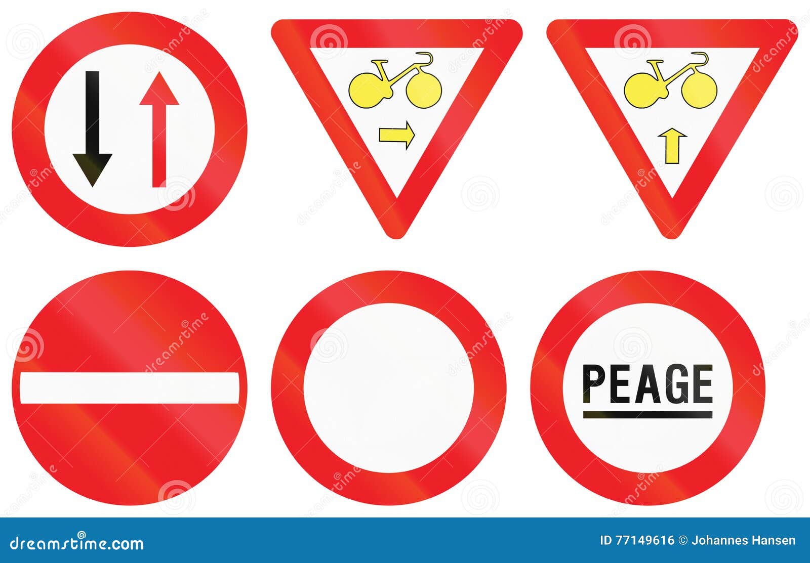 Collection of Road Signs Used in Belgium Stock Illustration