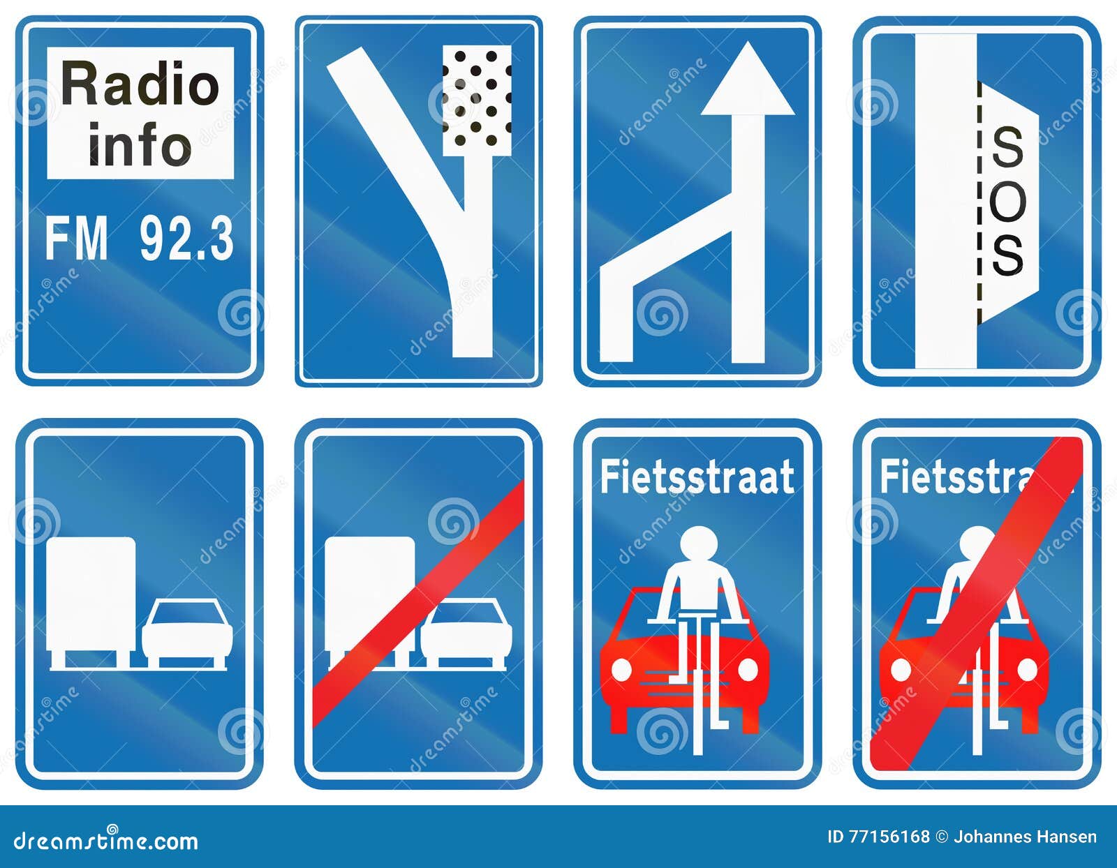 Collection of Road Signs Used in Belgium Stock Illustration